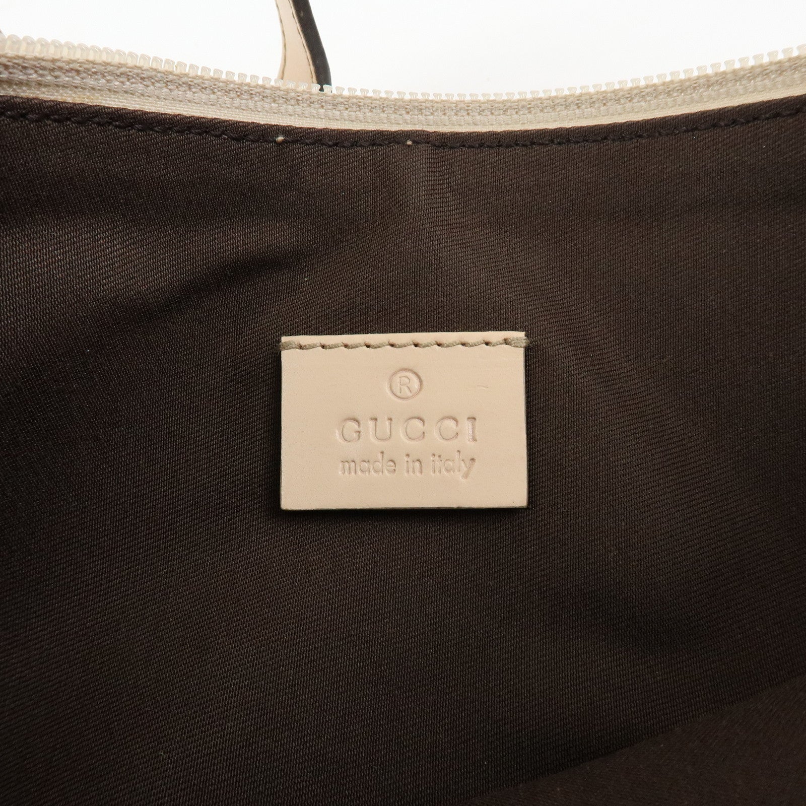 GUCCI GG Canvas Leather Hand Bag Pouch Beige Pink 190393