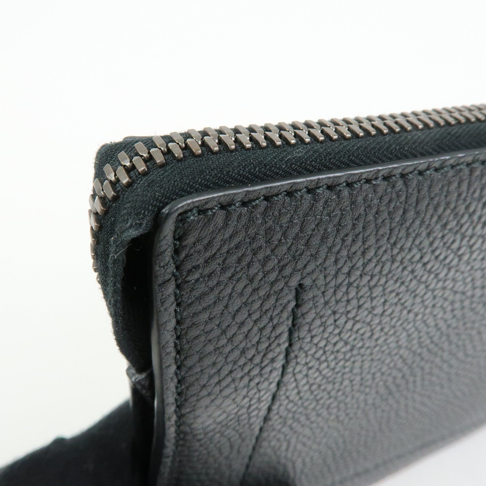 Ferragamo Leather Clutch Bag Flat Pouch Purse Black