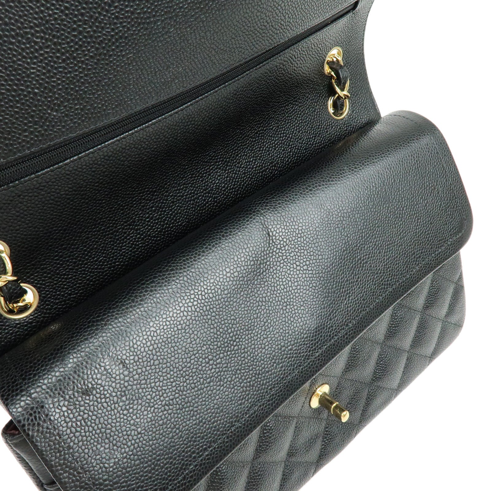 CHANEL Matelasse 30 Caviarskin W Flap Chain Shoulder Bag A58600