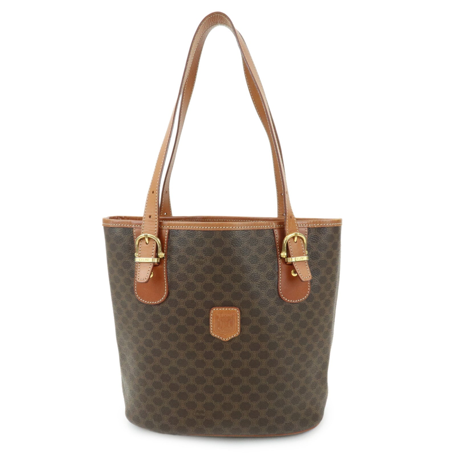 CELINE Macadam PVC Leather Tote Bag Hand Bag Brown