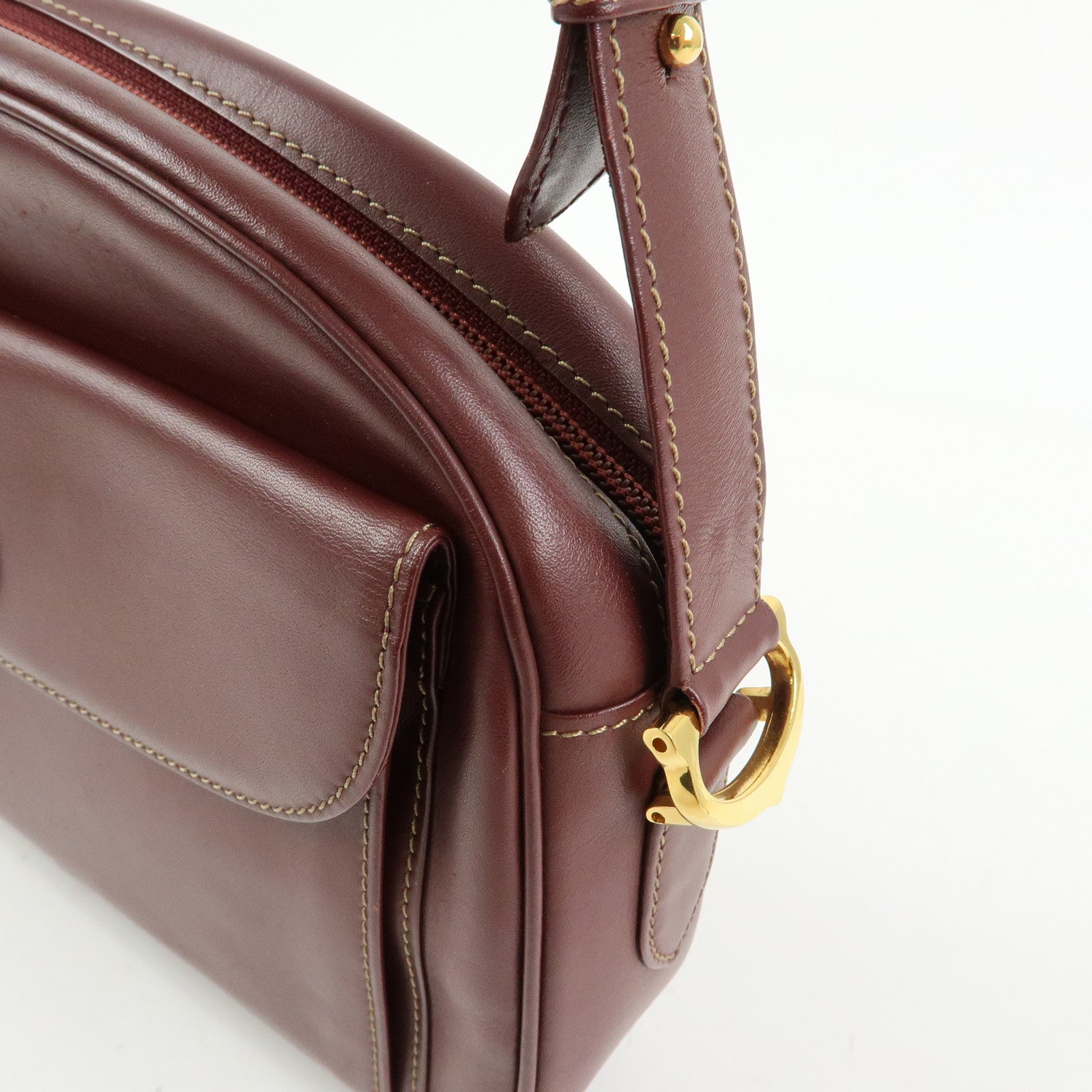 Cartier Must de Cartier Leather Shoulder Bag Bordeaux