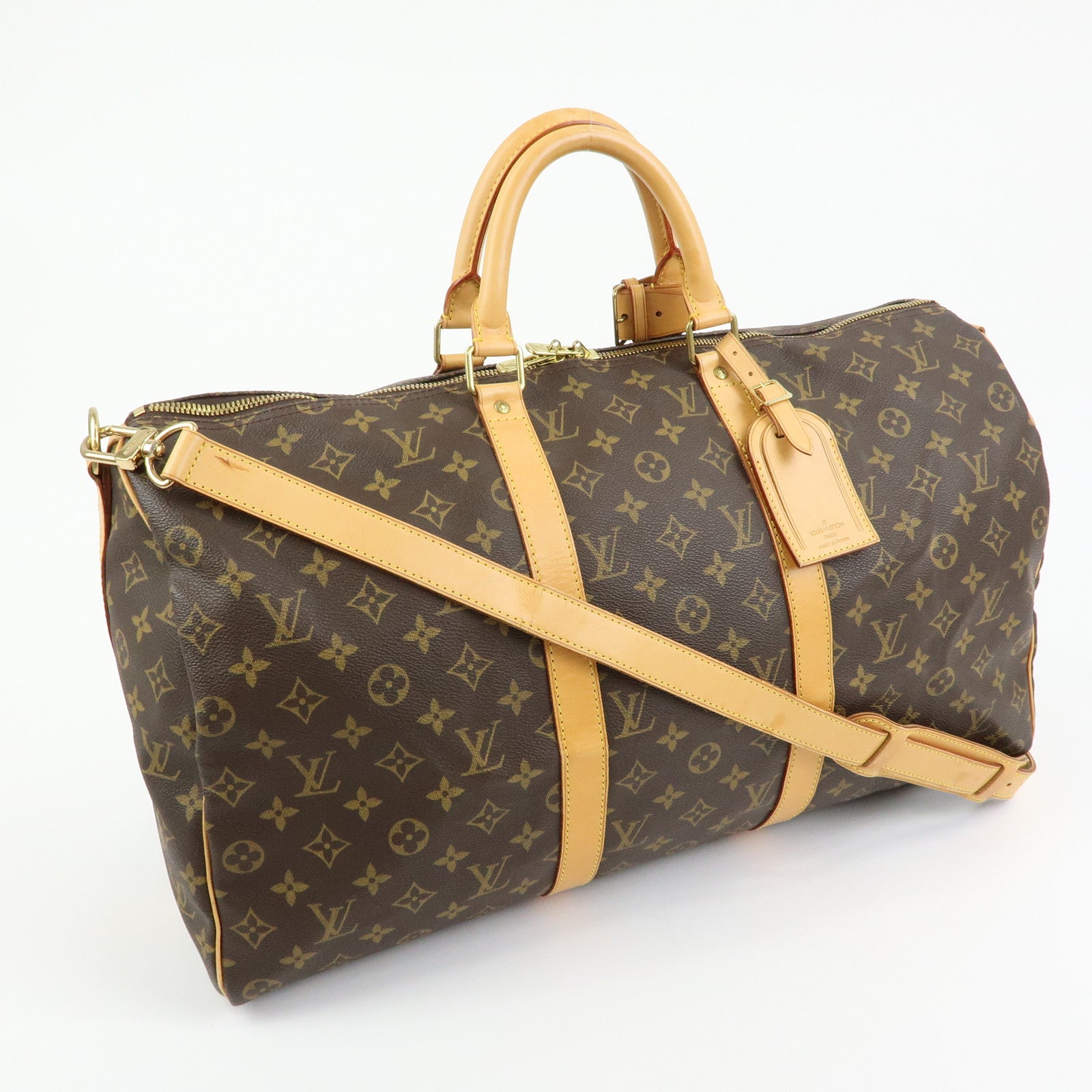 Louis Vuitton Monogram Keep All 50 Bandouliere Boston Bag Brown M41416