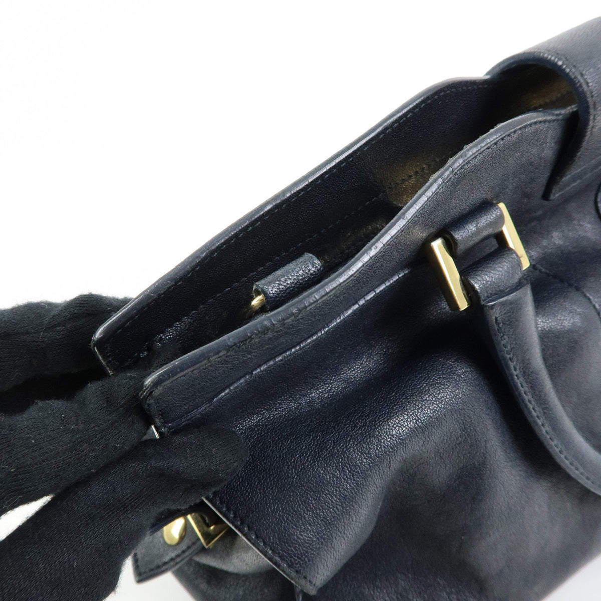 SAINT LAURENT PARIS Petit Cabas Y Line Leather 2Way Bag Navy 311210