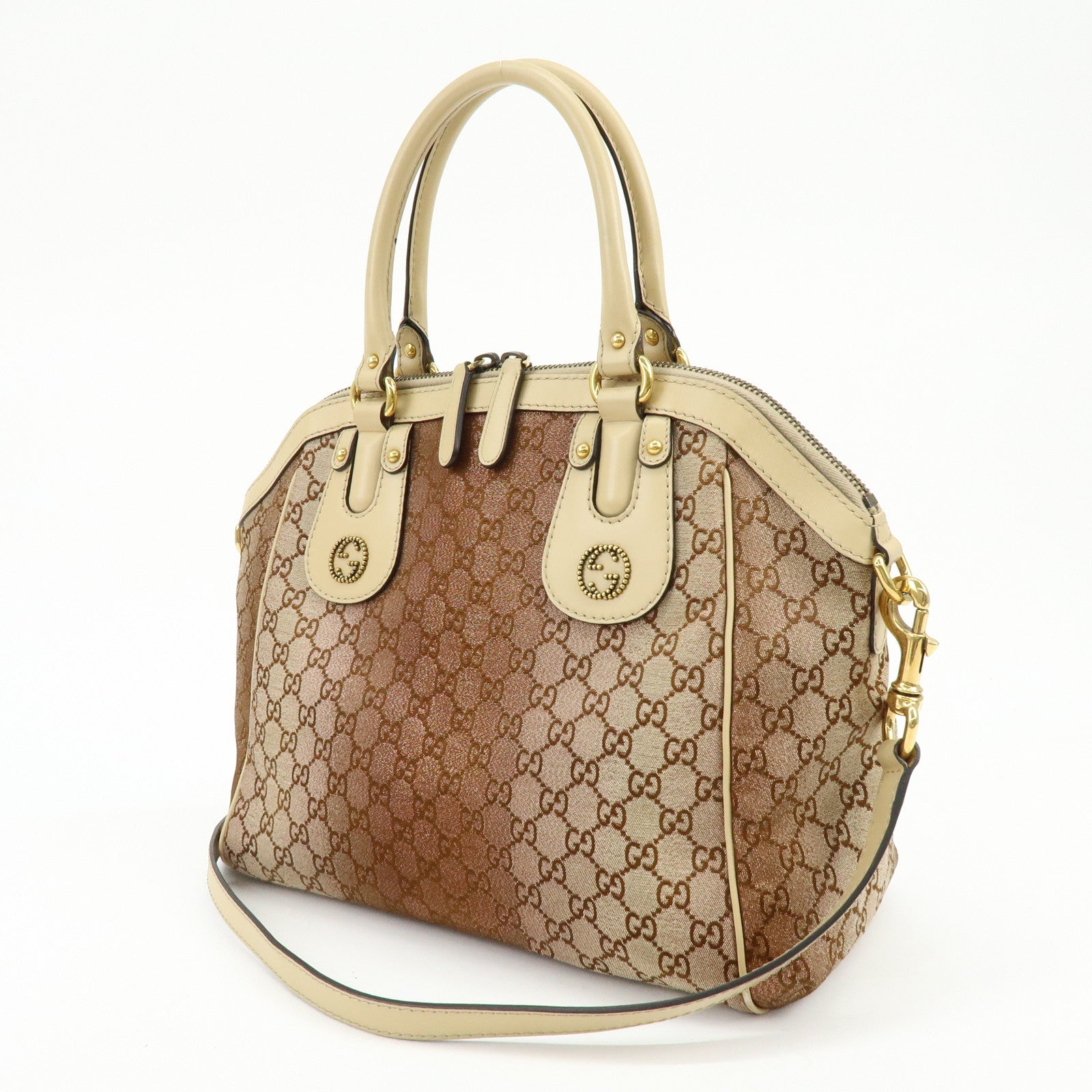 GUCCI Interlocking G Scarlett GG Canvas Leather 2Way Hand Shoulder Bag