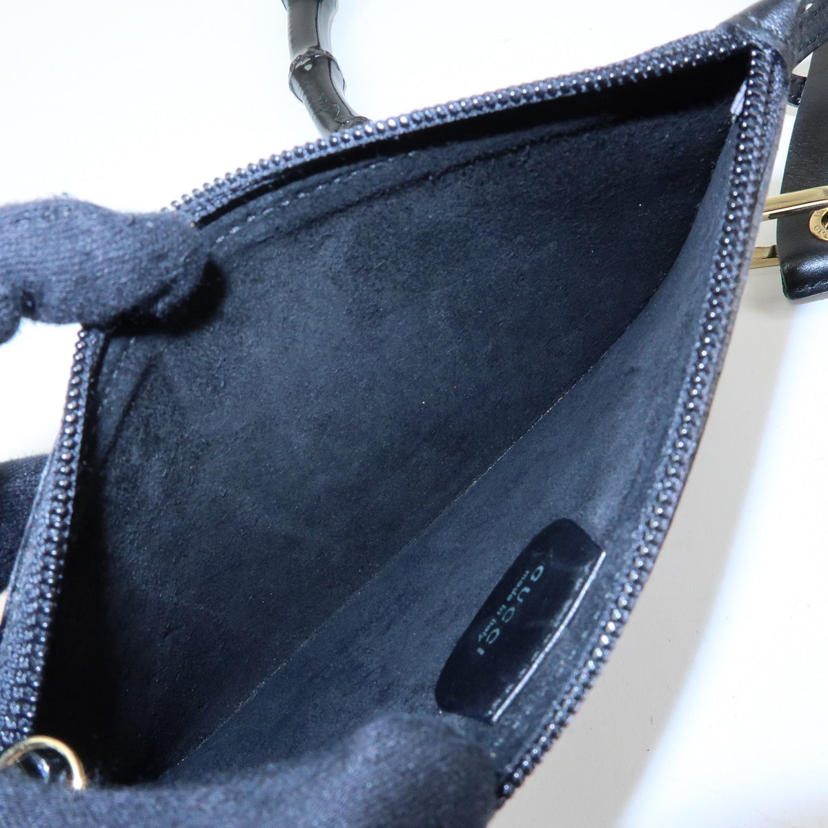 GUCCI Bamboo Leather Shoulder Bag Hand Bag Black 001.2058.1883.0