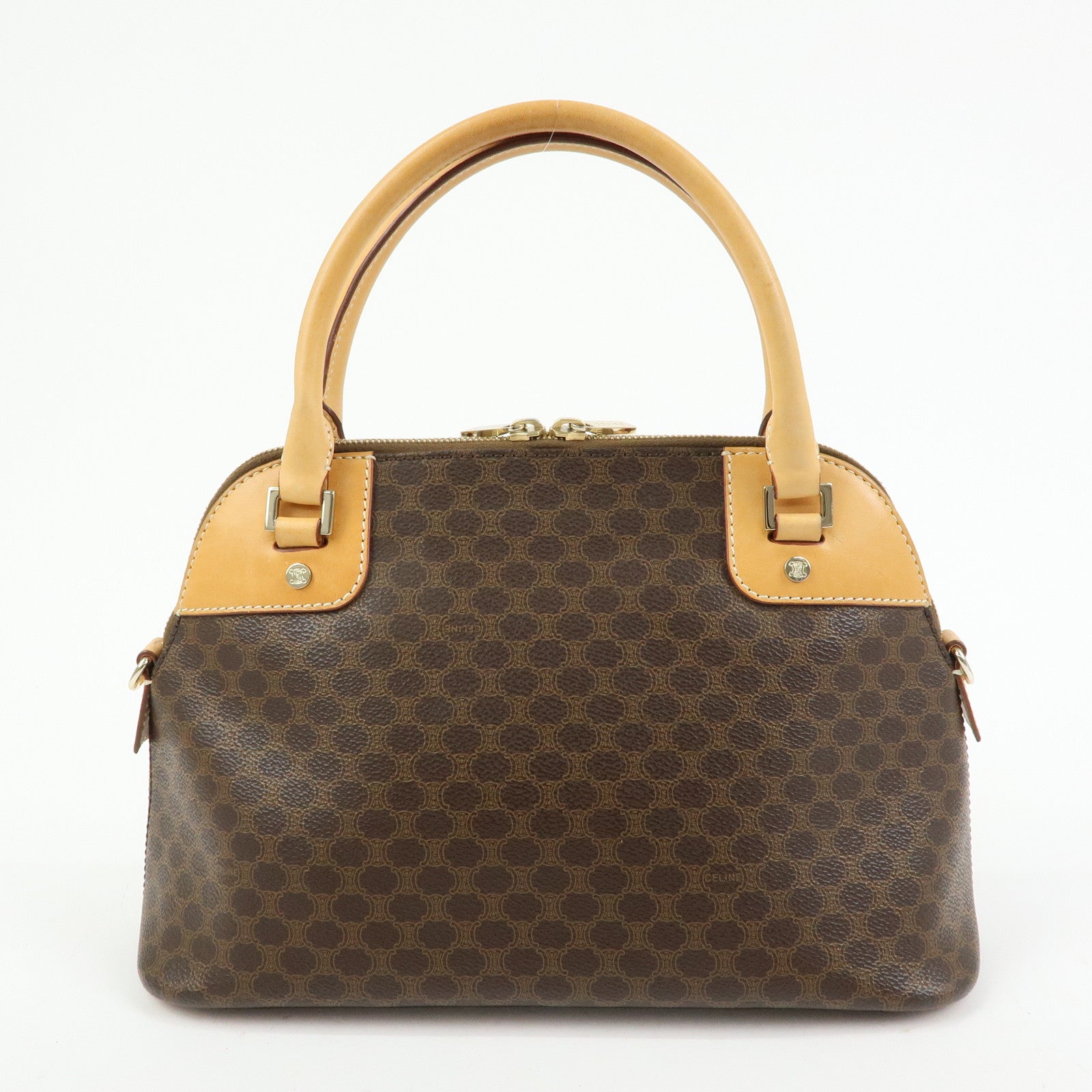 CELINE Macadam PVC Leather 2Way Bag Hand Bag Brown