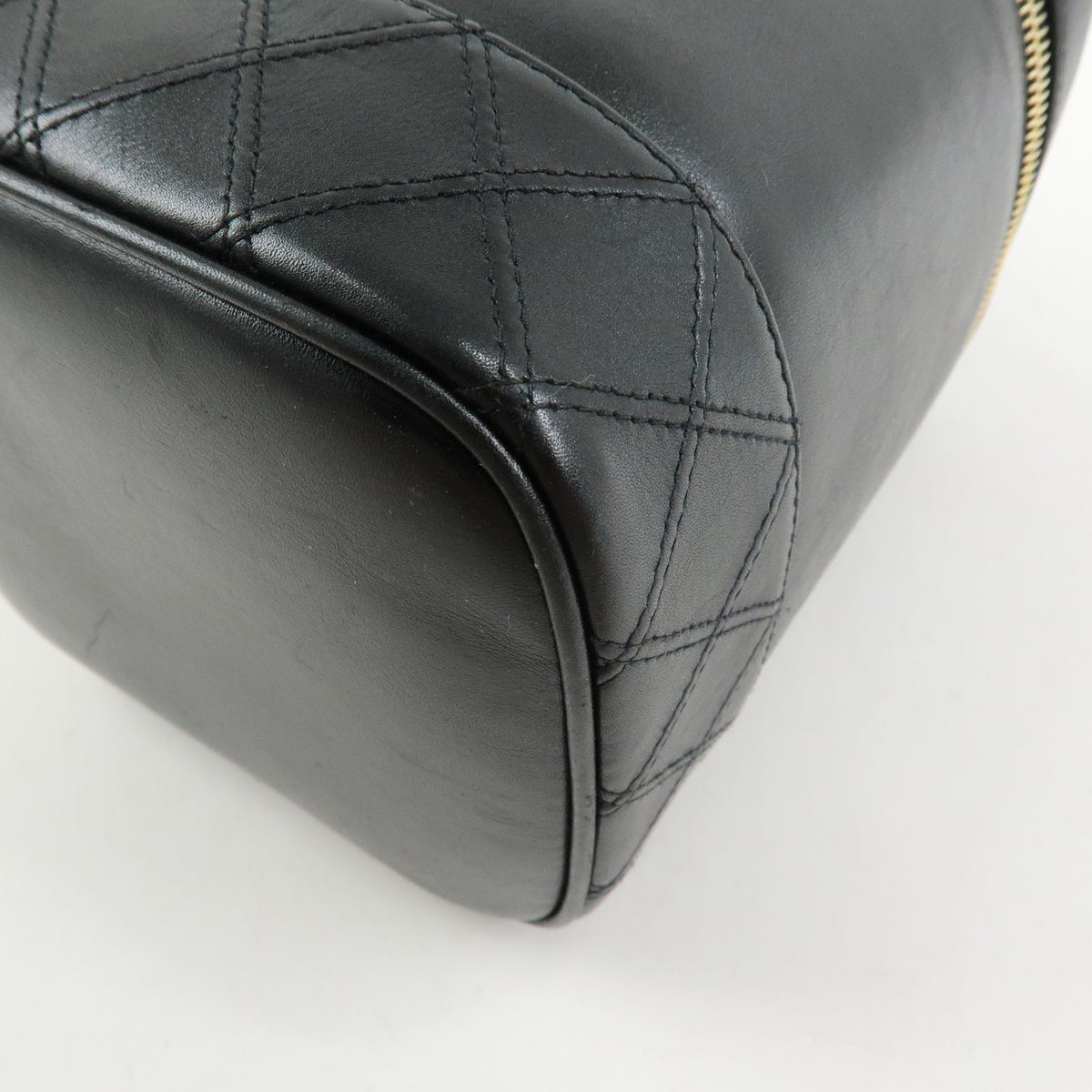 CHANEL Bicolore Lamb Skin Vanity Bag Hand Bag Black A01619