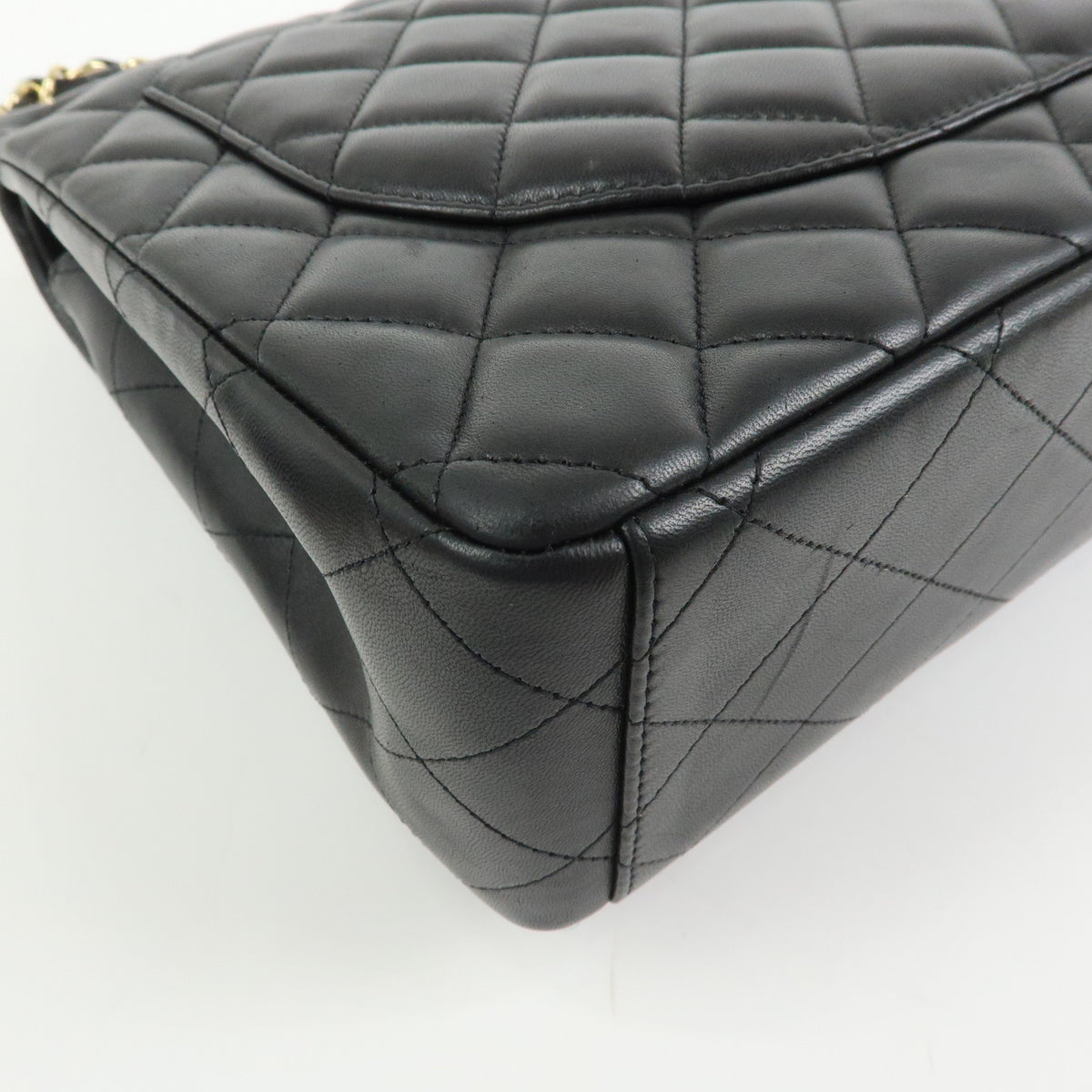 CHANEL Jumbo Matelasse 34 Lamb Skin Chain Shoulder Bag Black A01094