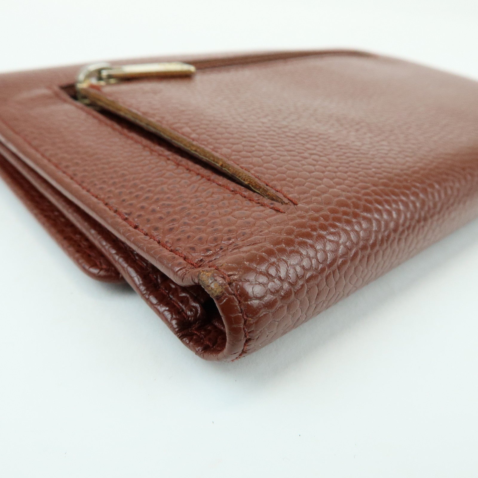 CHANEL COCO Mark Caviarskin Tri-fold Compact Wallet Brown