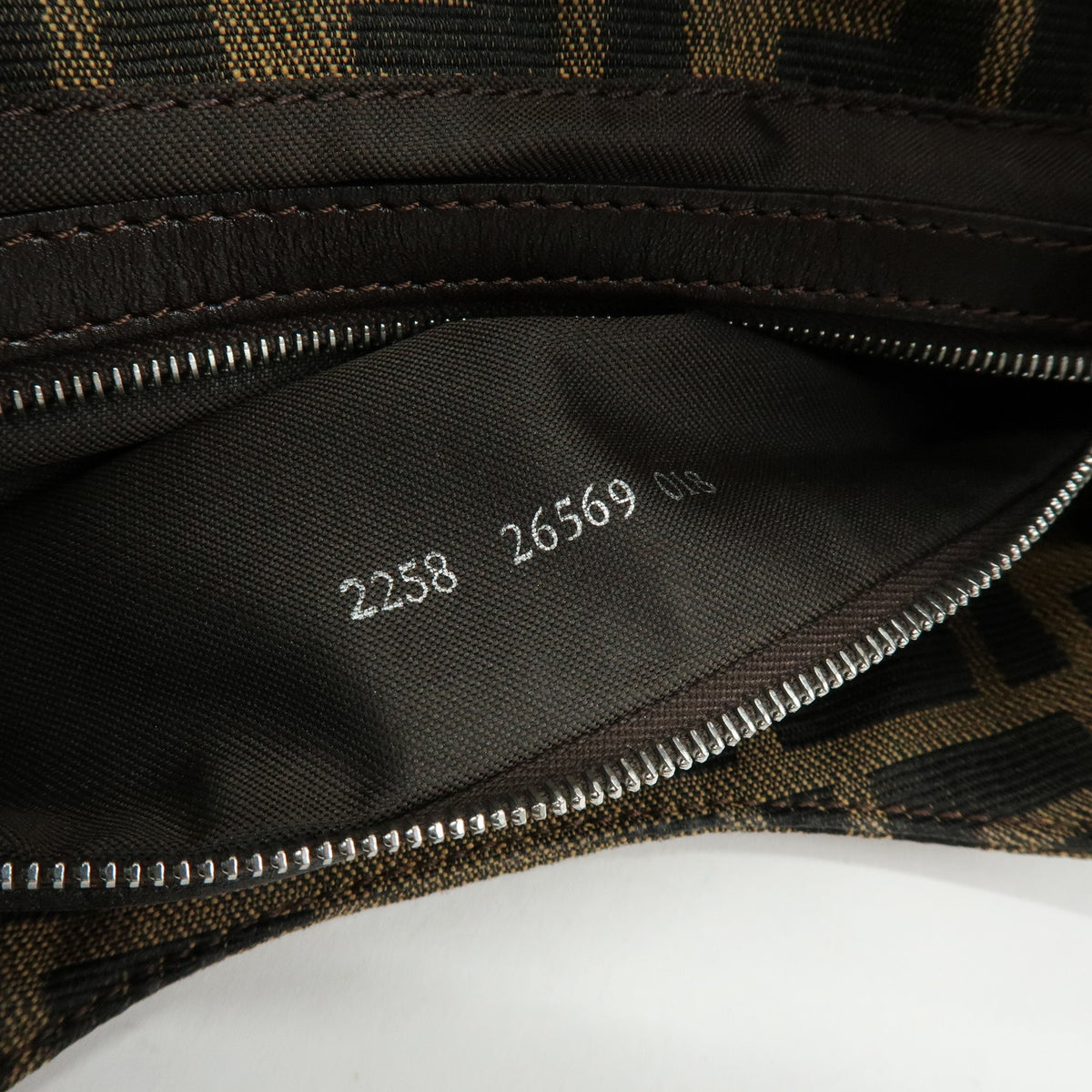 FENDI Zucca Canvas Leather Hand Bag Shoulder Bag Brown 26569