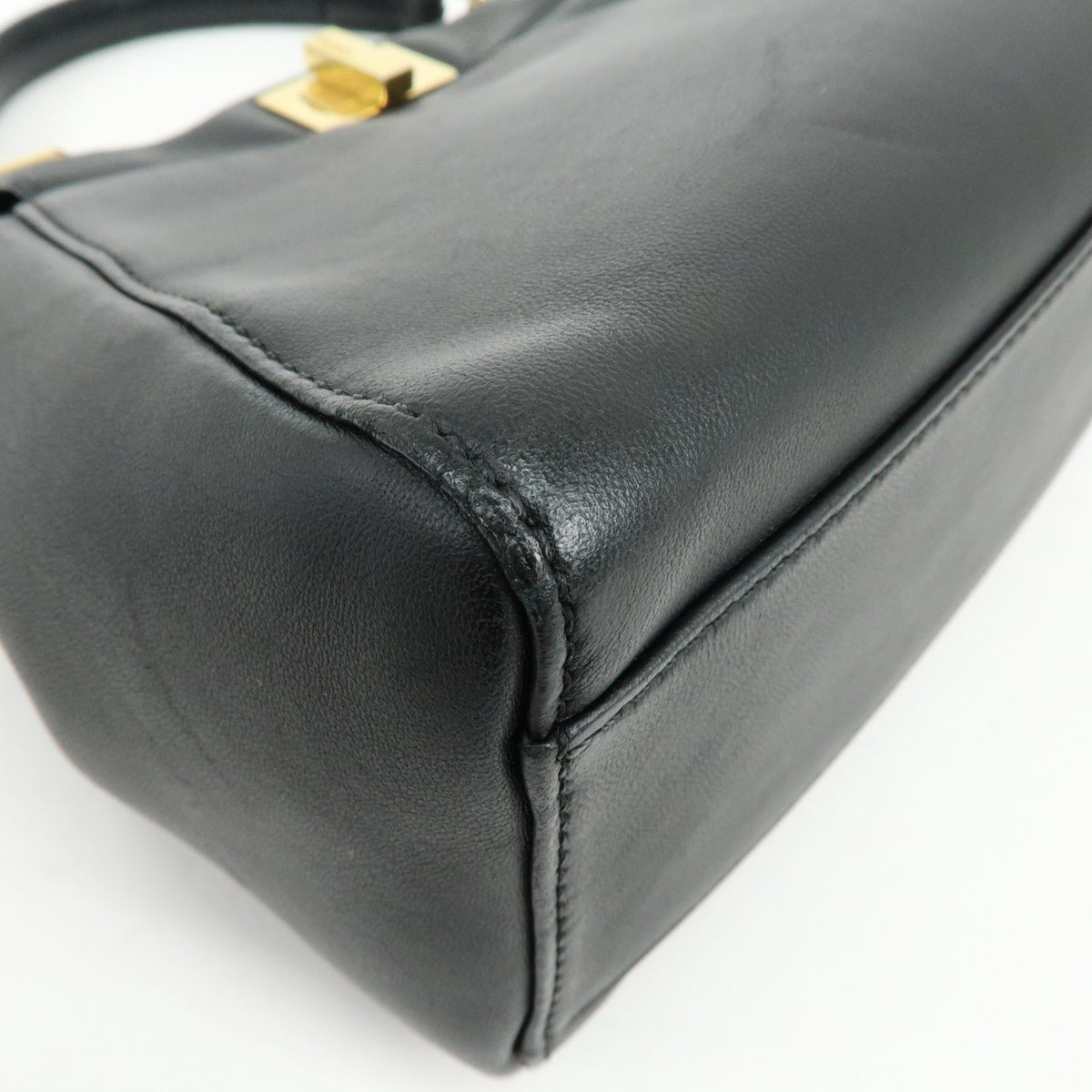 FENDI Peekaboo Mini Leather 2Way Shoulder Bag Hand Bag Black 8BN244