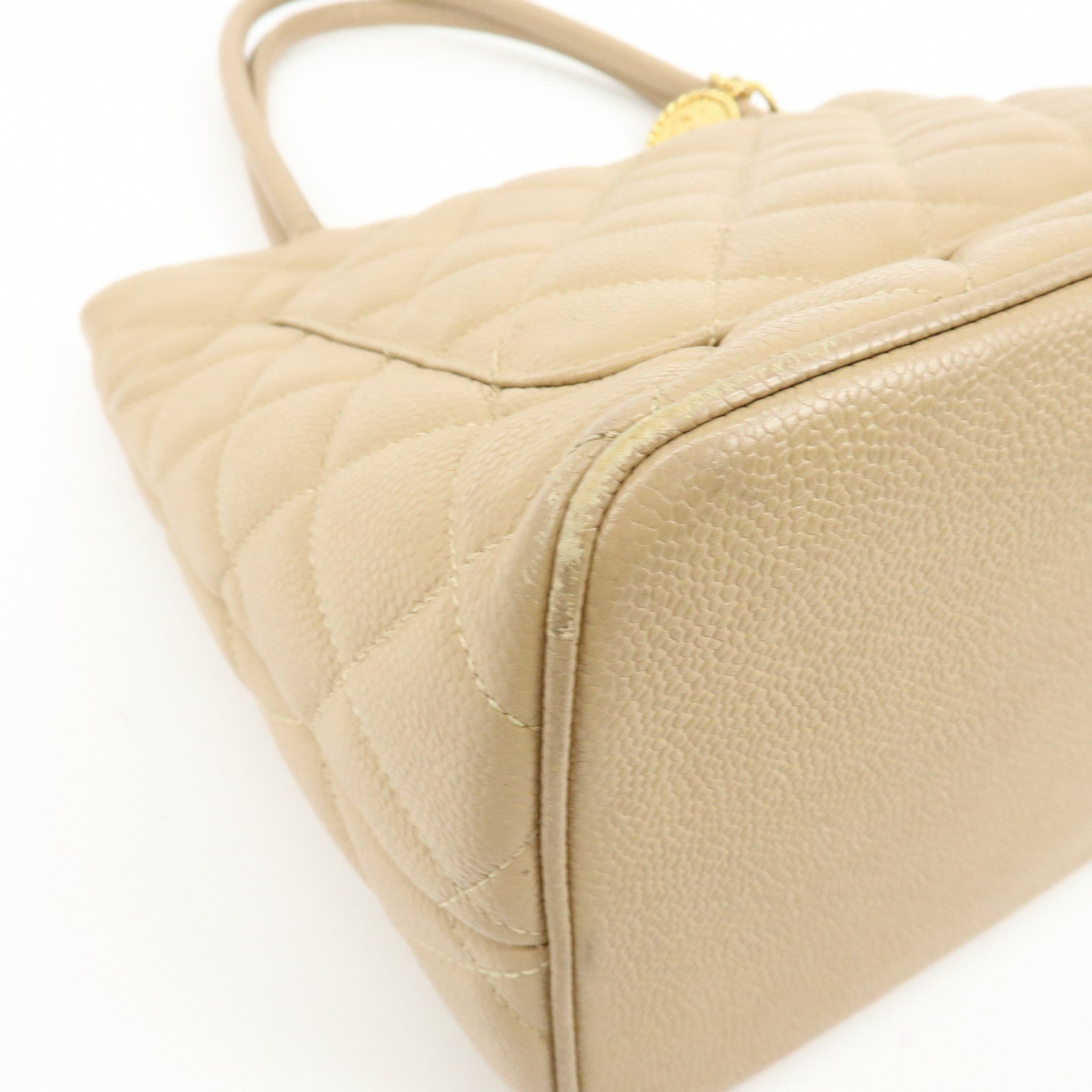 CHANEL Matelasse COCO Mark Medallion Caviar Skin Tote Bag A01804