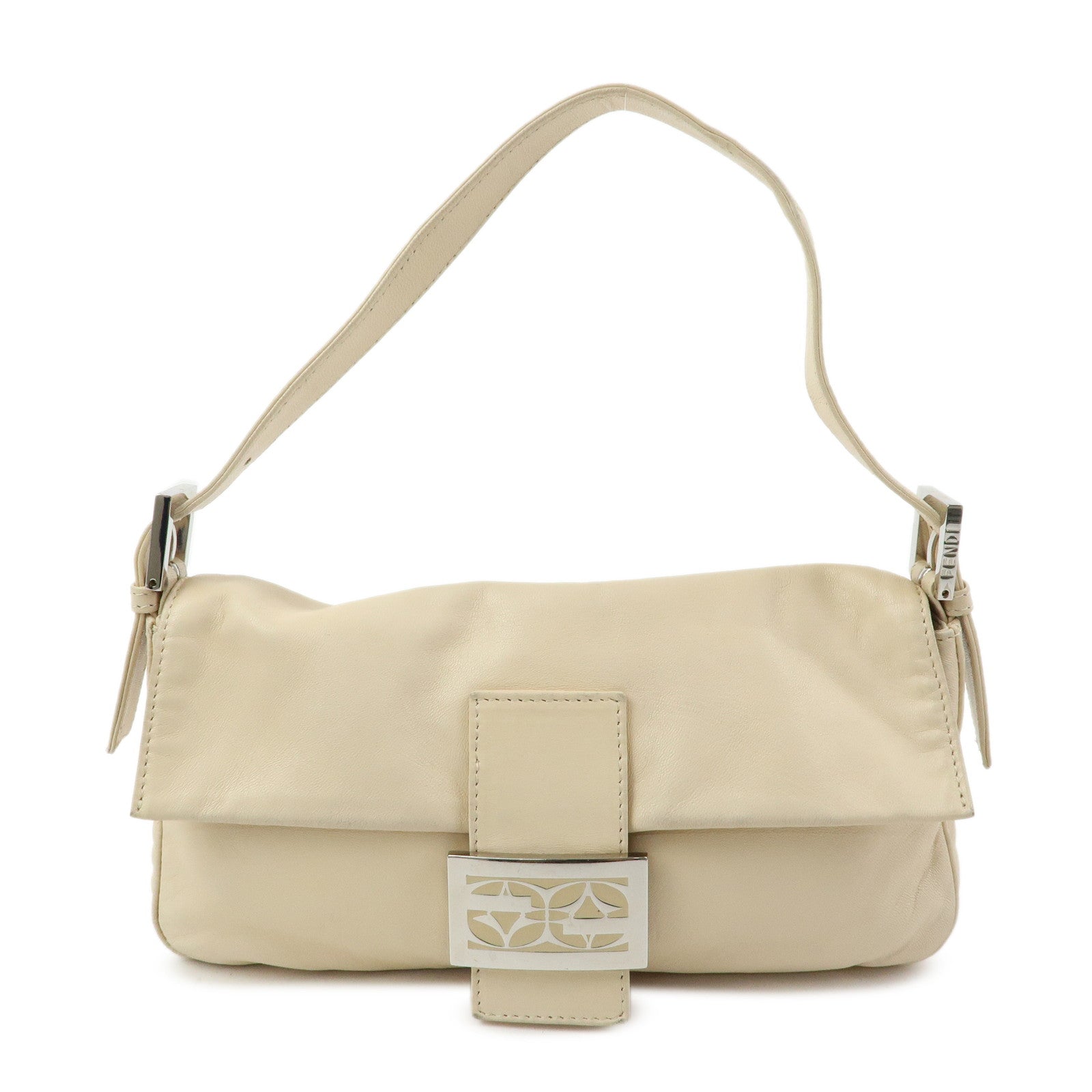 FENDI Mamma Baguette Nappa Leather Shoulder Bag Hand Bag Ivory