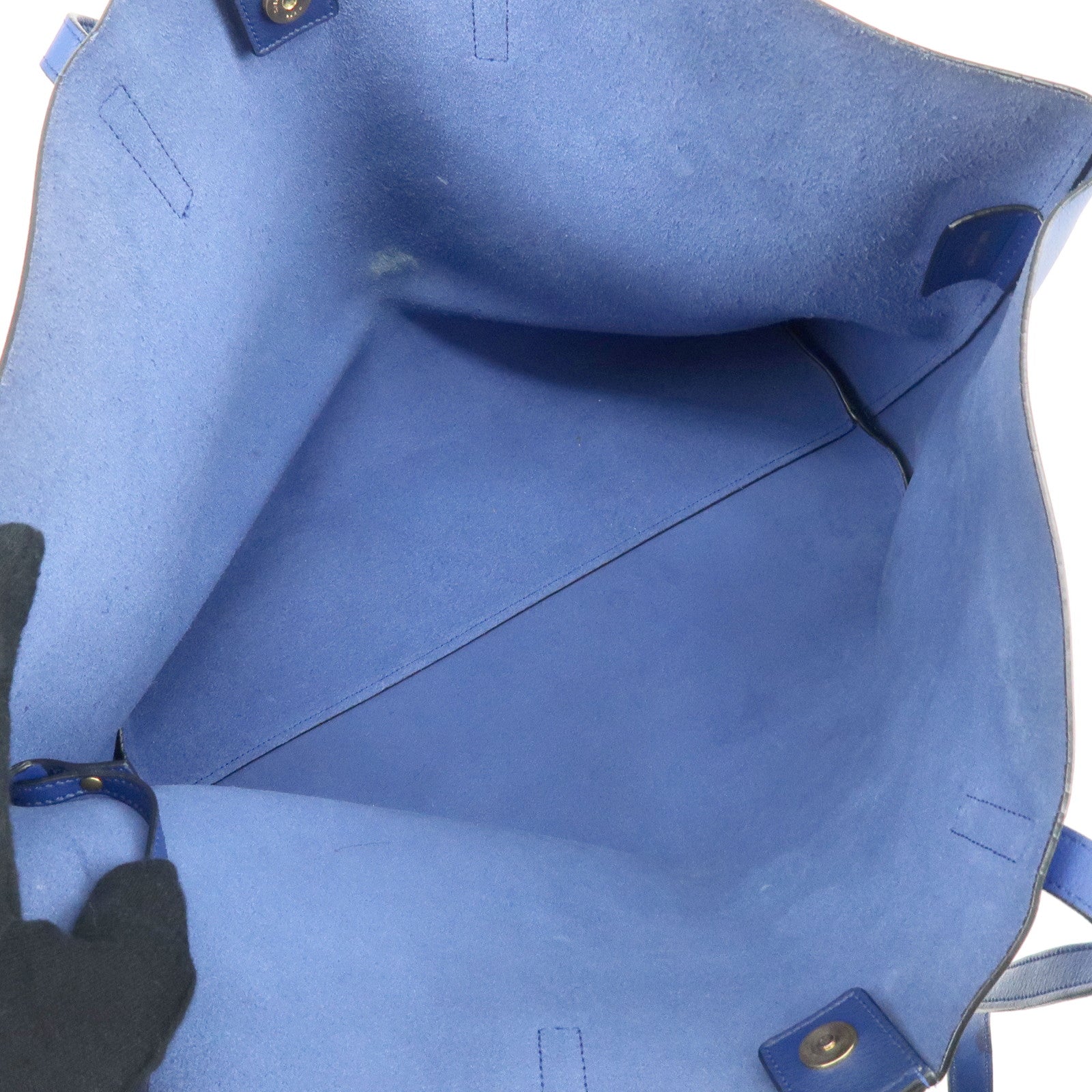 SAINT LAURENT PARIS Cassandra Leather Sac Shopping Bag Blue 394195