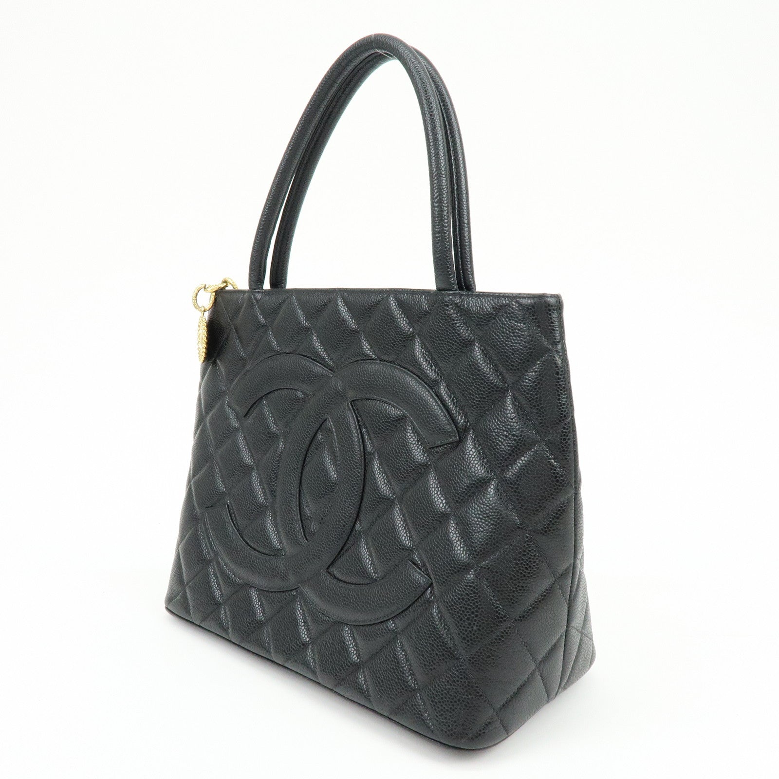 CHANEL Matelasse COCO Mark Medallion Tote Bag Hand Bag Black A01804