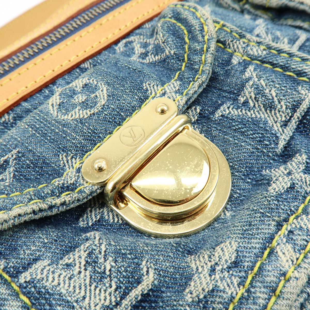 Louis Vuitton Monogram Denim Baggy PM 2Way Bag Shoulder Bag Blue M95049
