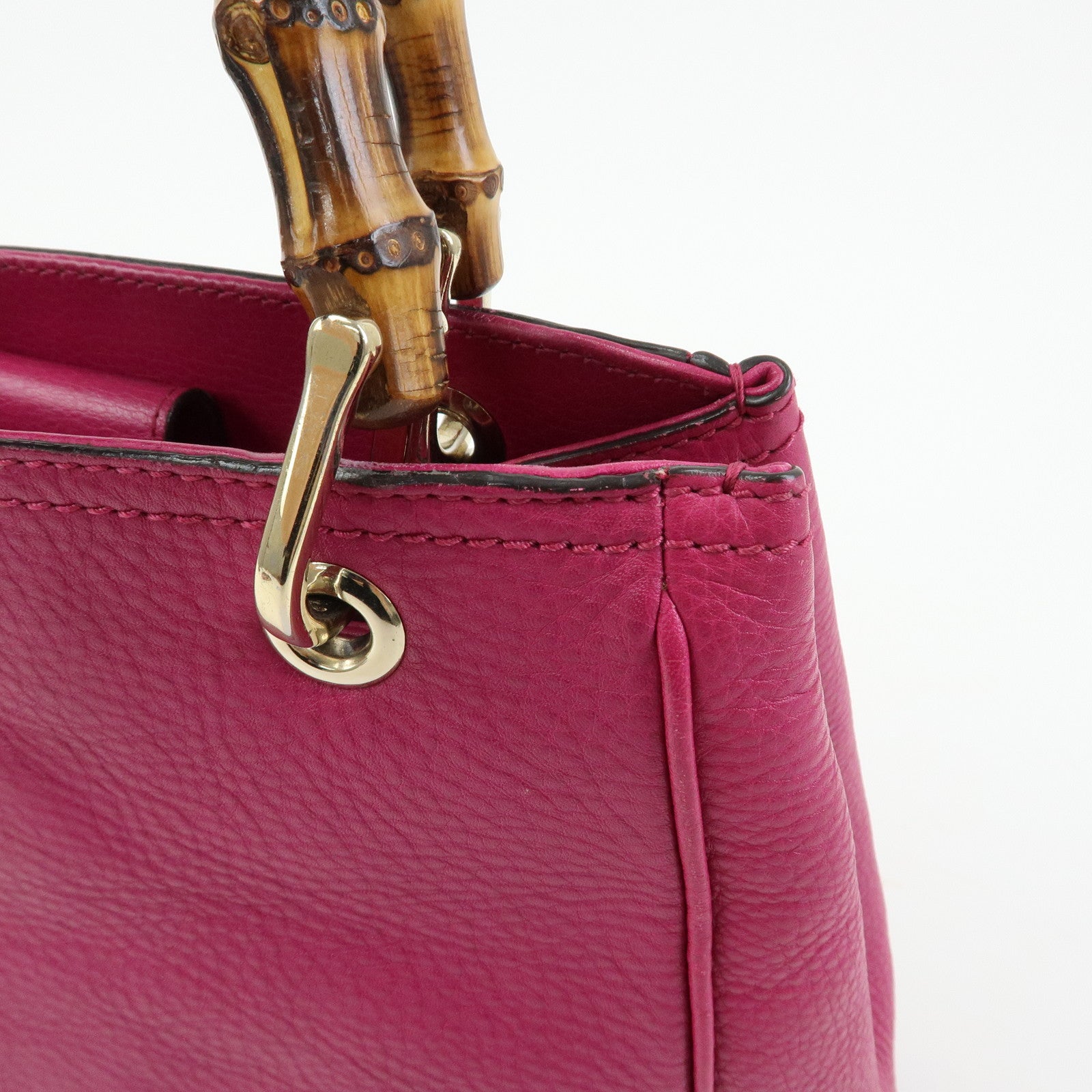 GUCCI Bamboo Shopper Small Leather 2Way Bag Tote Bag Pink 336032