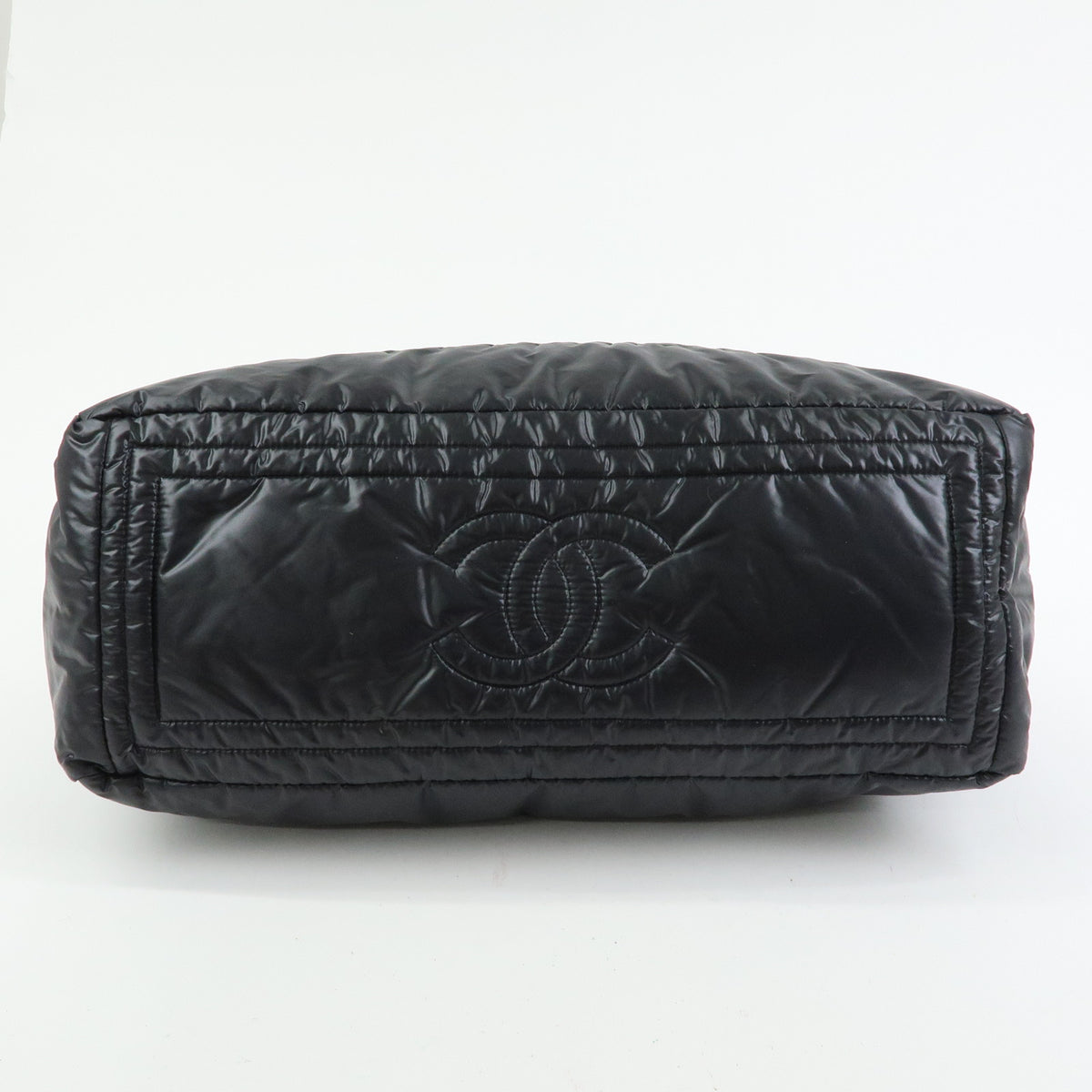 CHANEL COCO COCOON COCO Mark Nylon Leather Boston Bag Black A47092