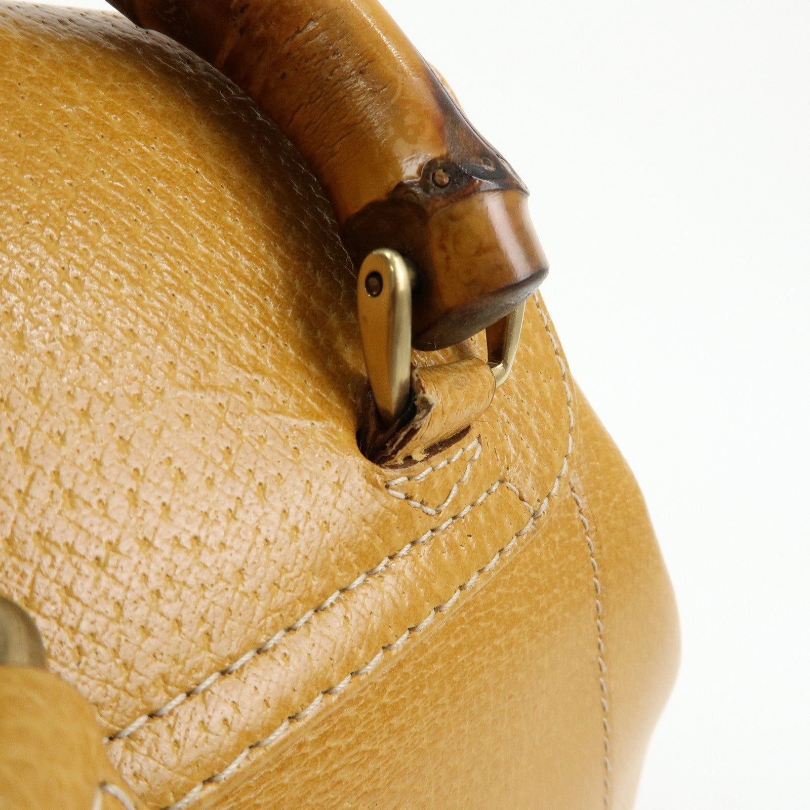 GUCCI Bamboo Leather Backpack Rucksack Mustard 003 1998 0016