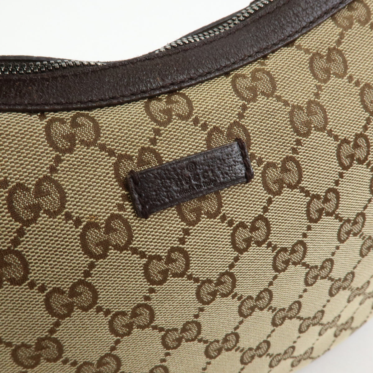 GUCCI GG Canvas Leather Shoulder Bag Crossbody Bag Beige Brown 122790