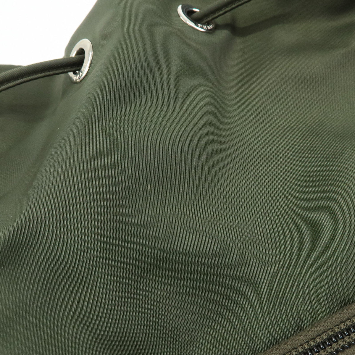 PRADA Triangle Logo Nylon Saffiano Leather Backpack Khaki 1BZ005