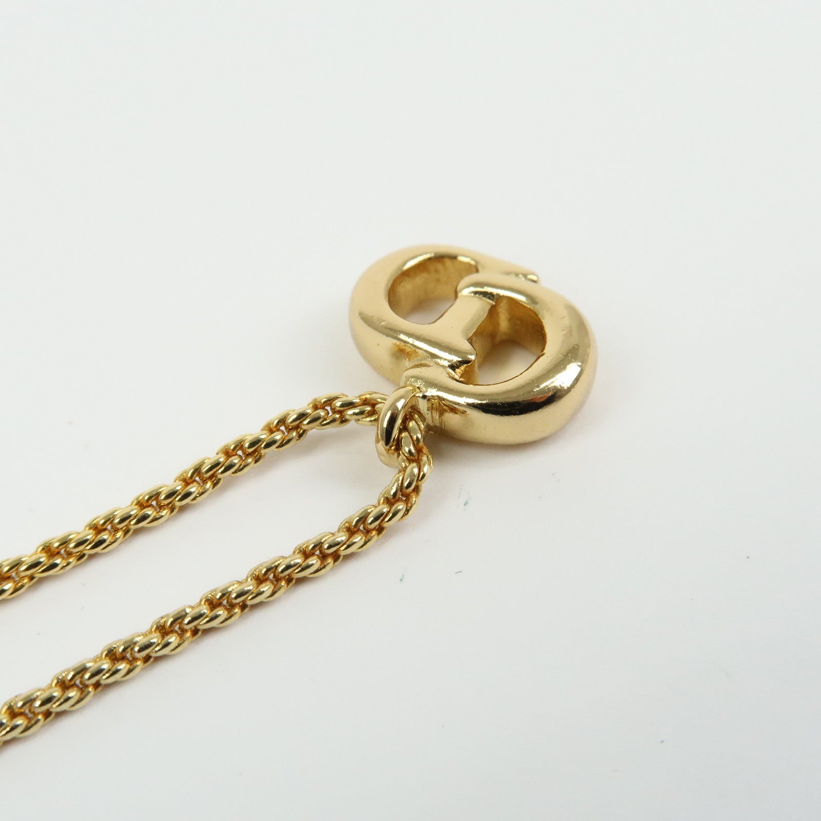 Christian Dior CD Logo Metal Necklace Choker Gold