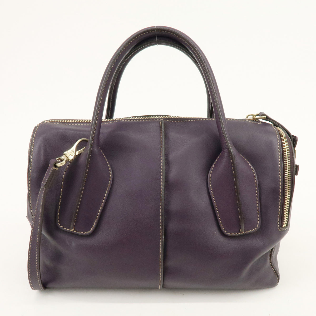 TOD'S Logo Leather 2Way Bag Shoulder Bag Purple