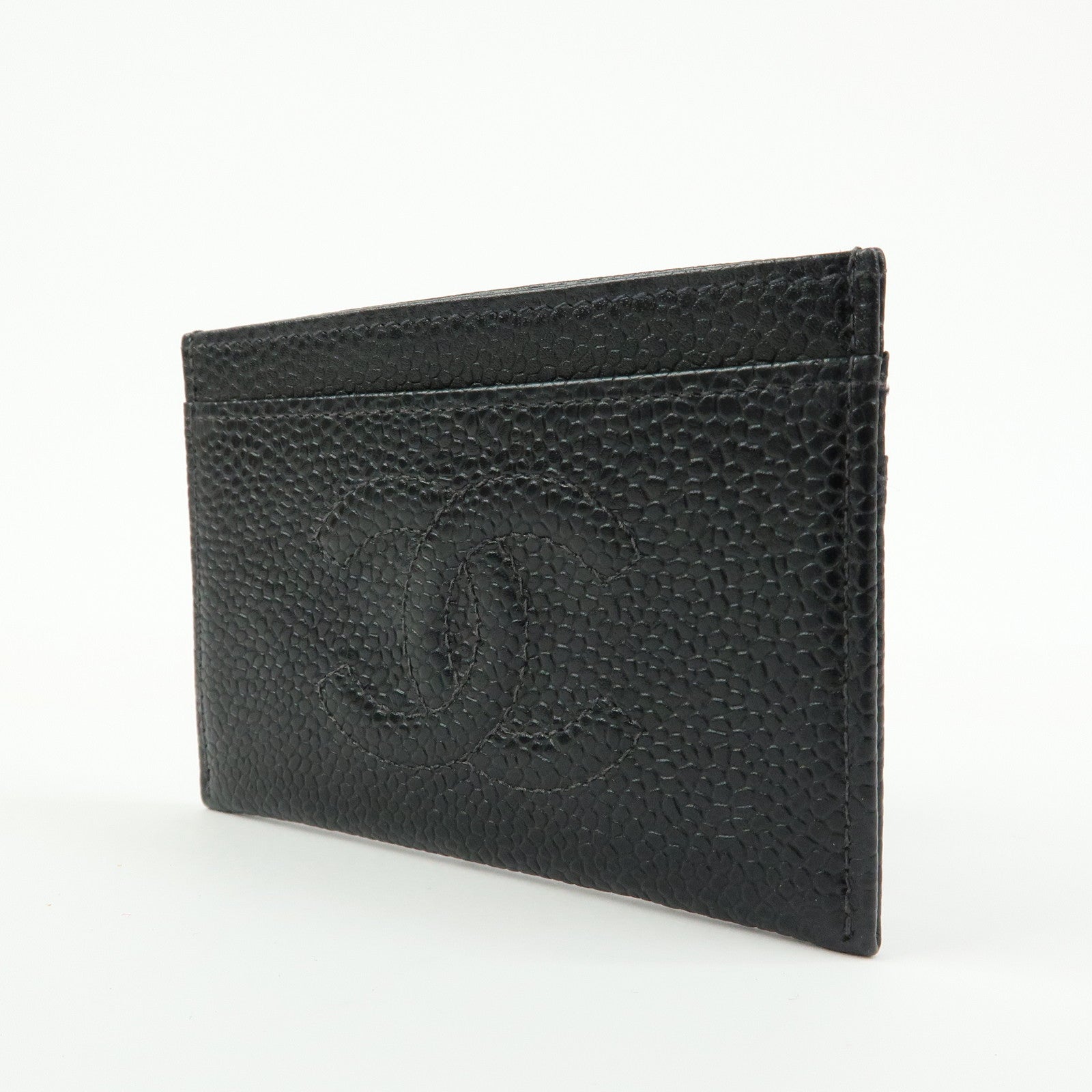 CHANEL COCO Mark Caviarskin Card Case Card Holder Black