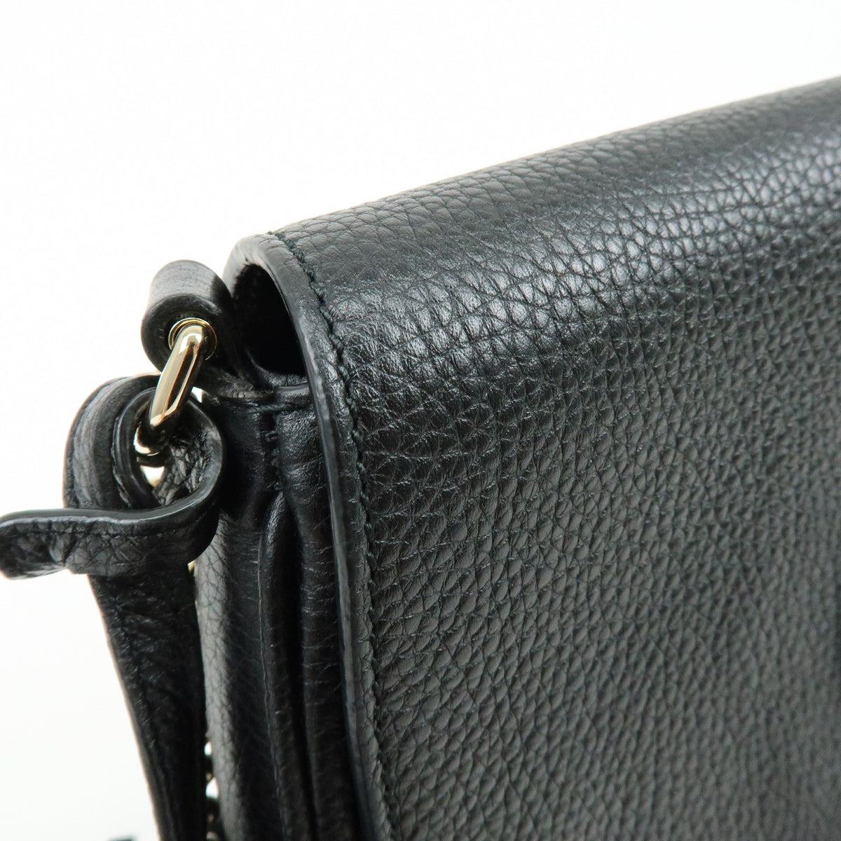 GUCCI SOHO Interlocking G Leather Chain Shoulder Bag Black 536224