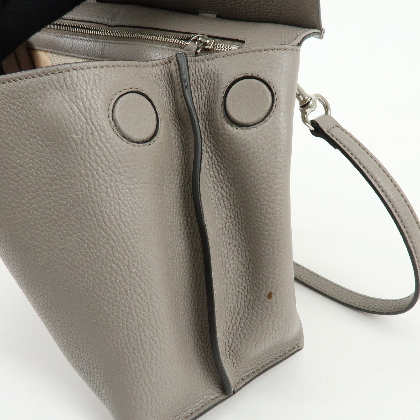 GUCCI Bamboo Leather 2WAY Bag Shoulder Bag Grey 392013