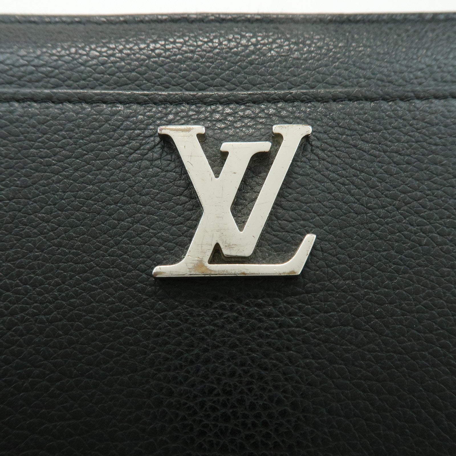 Louis Vuitton Leather Lockme Round Zippy Long Wallet Noir M62622