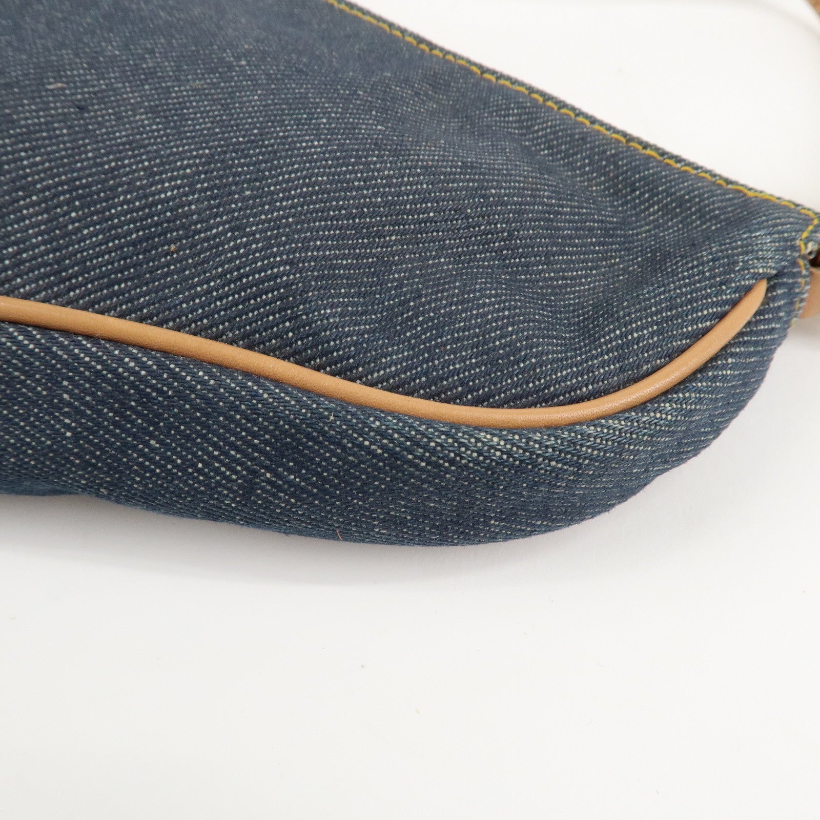 Christian Dior Saddle Pouch Denim Leather Hand Bag Shoulder Bag Indigo Used