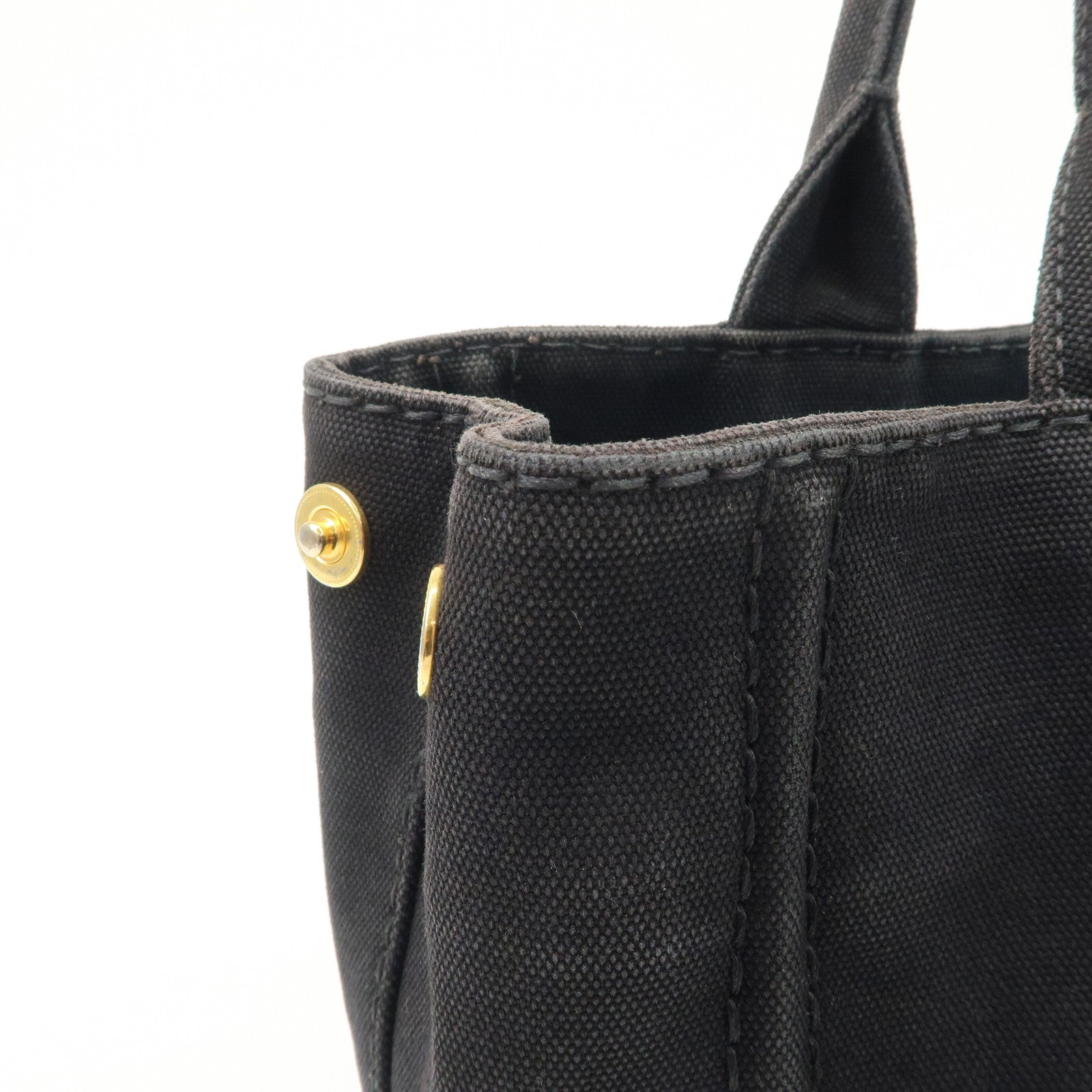 PRADA Logo Denim Canapa Canvas 2 Way Tote Bag Hand Bag Black B2642B Used