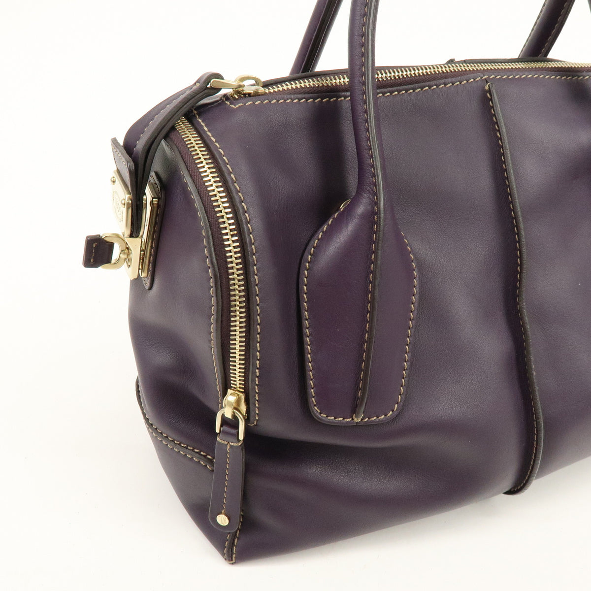 TOD'S Logo Leather 2Way Bag Shoulder Bag Purple