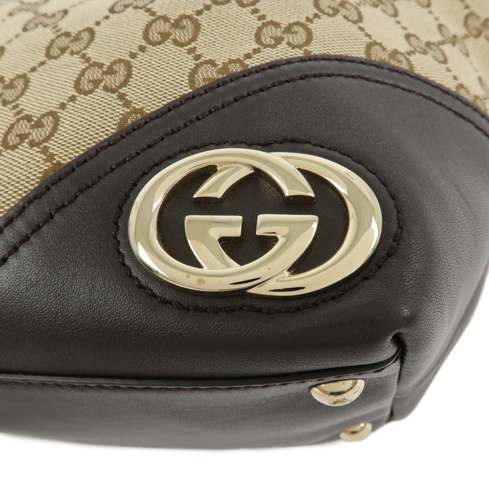 GUCCI New Britt Interlocking G Abbey GG Canvas Tote Bag Brown 169946