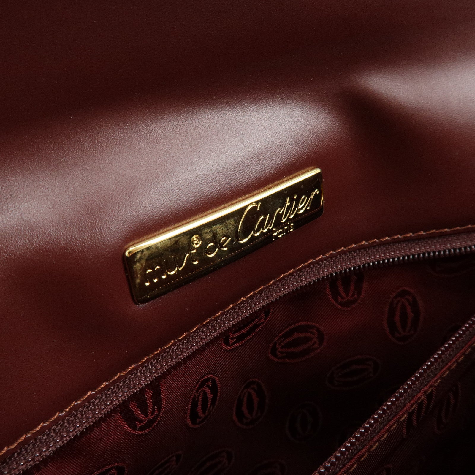 Cartier Must de Cartier Leather Clutch Bag Flat Pouch Bordeaux