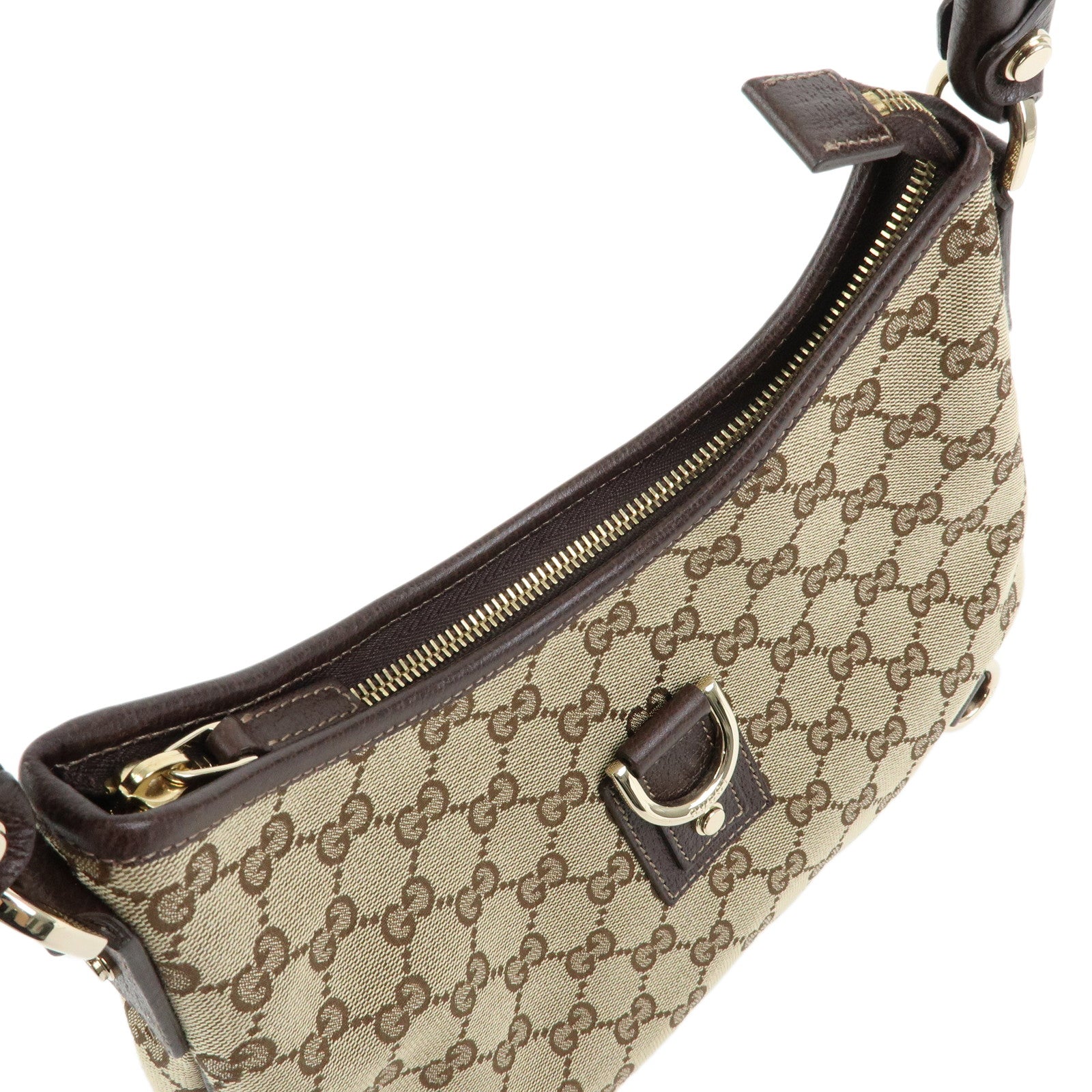 GUCCI Abby GG Canvas Leathe Shoulder Bag Hand Bag Beige Brown 130733