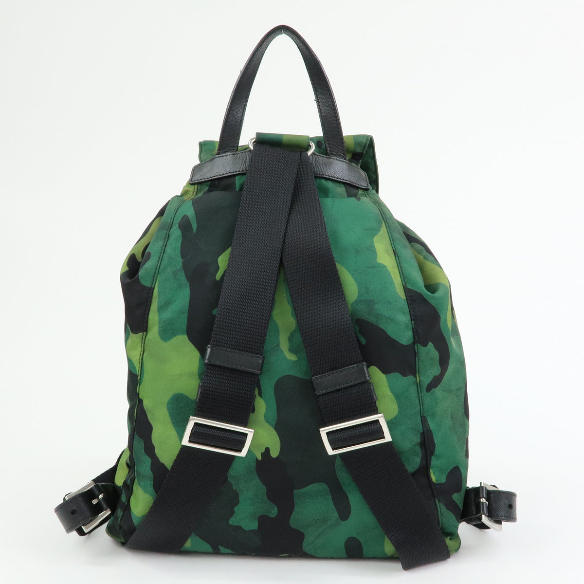 PRADA Triangle Logo Nylon Leather Backpack Rucksack Camouflage BZ0032