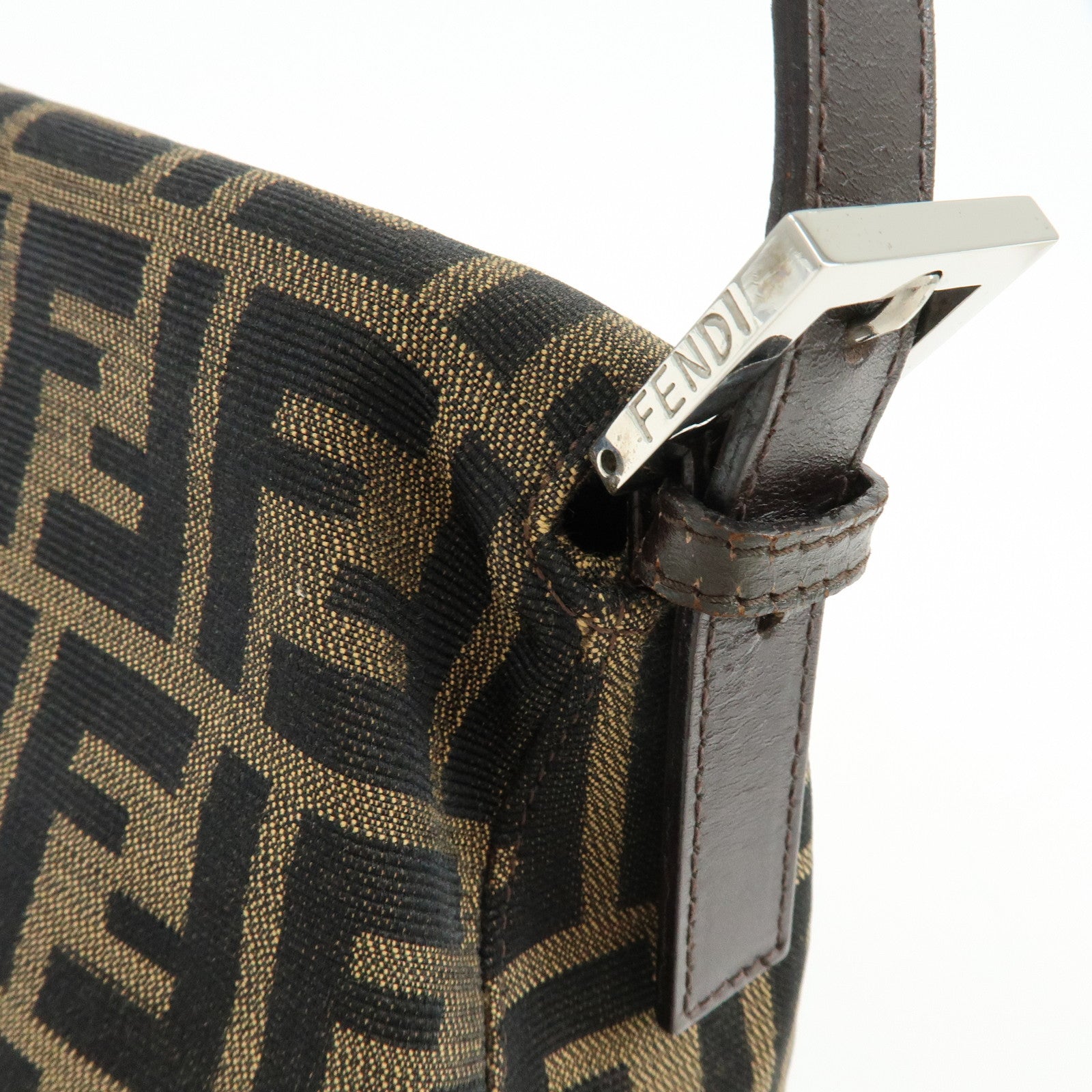 FENDI Mamma Baguette Canvas Leather Shoulder Hand Bag Brown 17132642