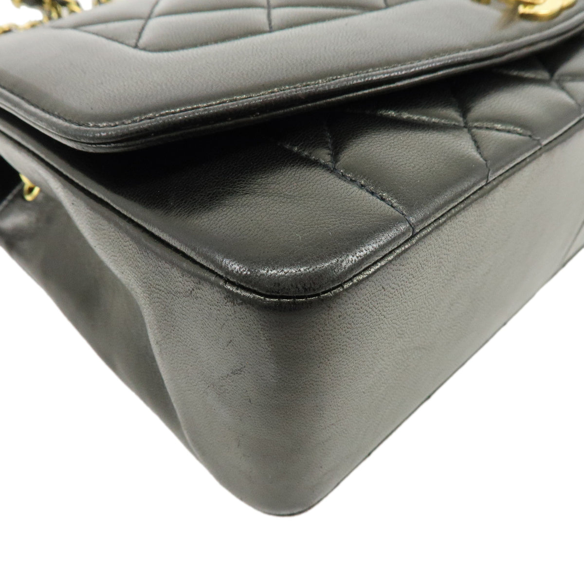 CHANEL Matelasse Diana 25 Lamb Skin Chain Shoulder Bag Black A01165