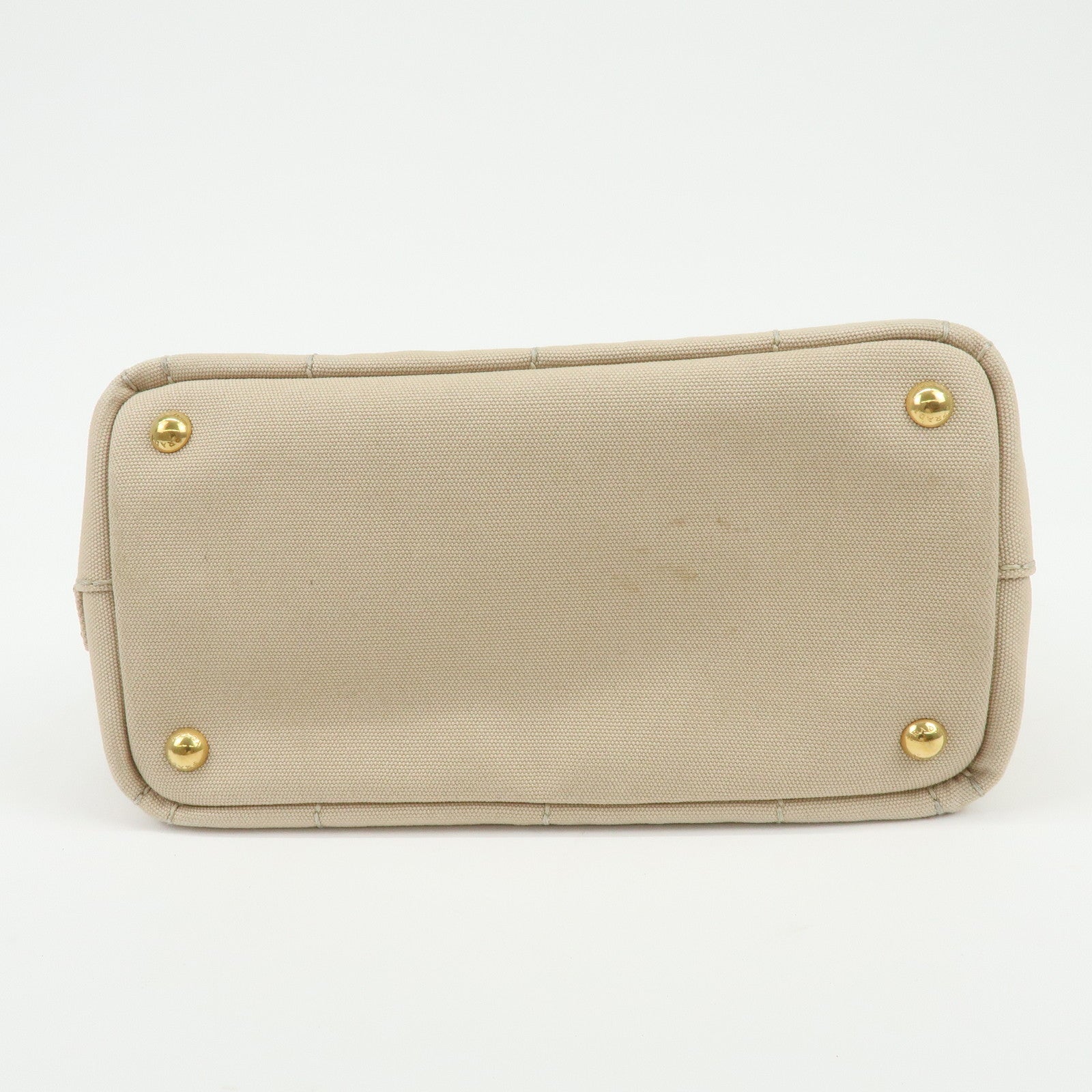 PRADA Triangle Logo Canapa Mini Canvas 2Way Bag Hand Bag Beige 1BG439