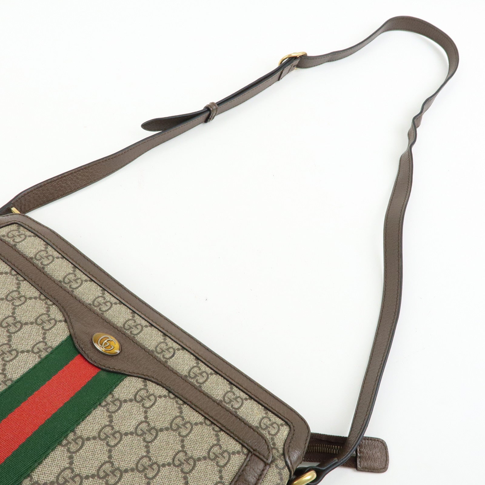 GUCCI Ophidia Sherry GG Supreme Leather Shoulder Bag Beige Brown 523354