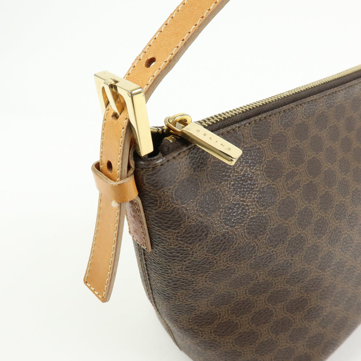 CELINE Macadam Leather Shoulder Bag Brown