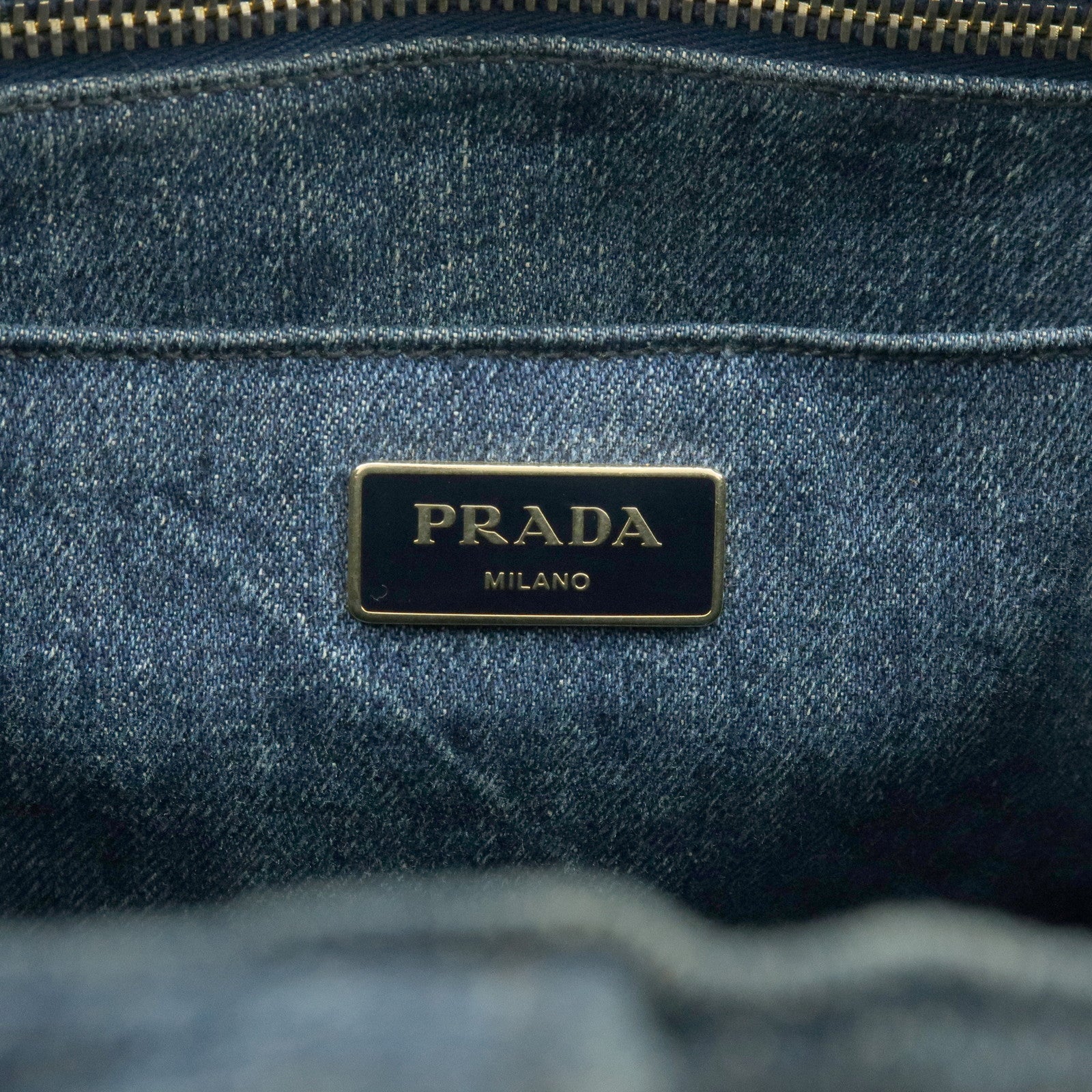 PRADA Canapa Mini Triangle Logo Denim 2Way Bag Hand Bag Blue B2439G