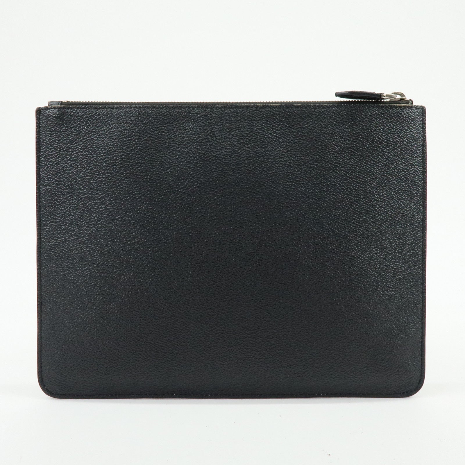 GIVENCHY Shark Print Leather Clutch Bag Flat Pouch Black