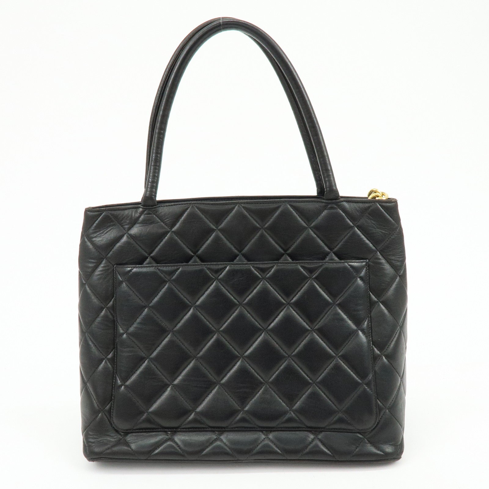 CHANELMatelasse COCO Mark Lambskin Medallion Tote Bag Black A01804