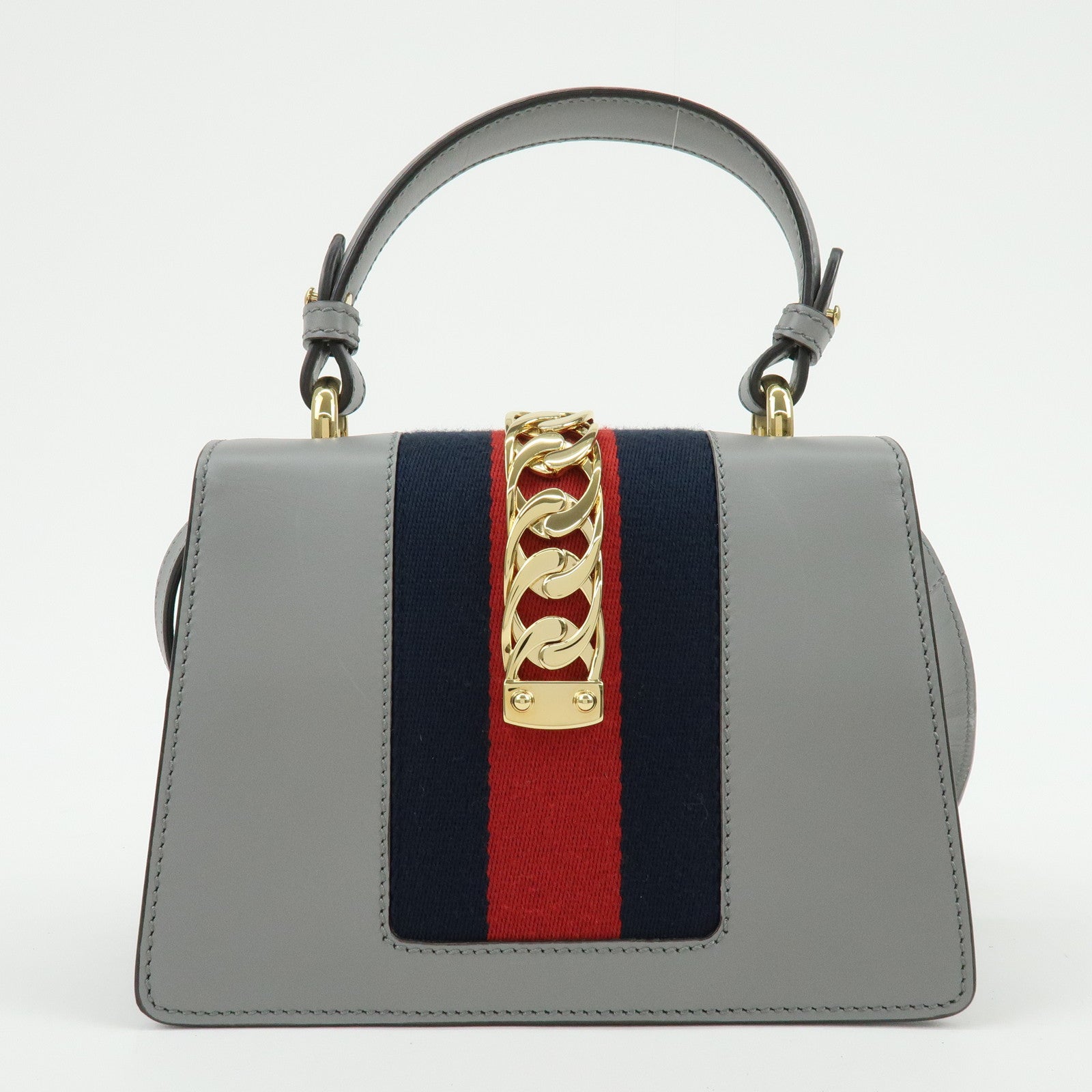 GUCCI Sylvie Sherry Leather 2Way Hand Bag Shoulder Bag Black 470270