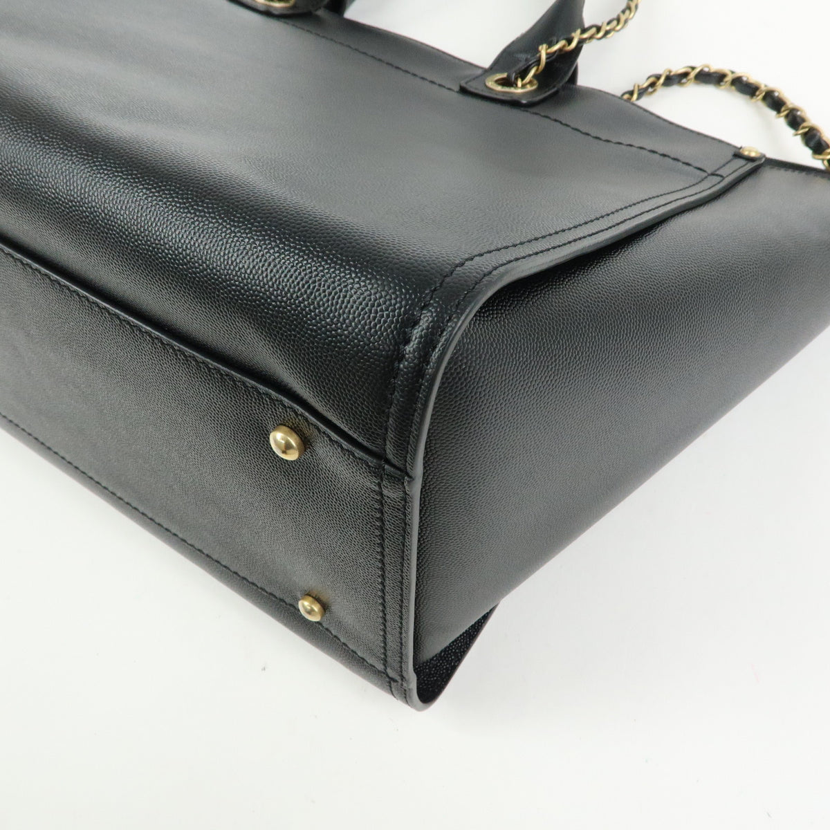 CHANEL Deauville GM Caviarskin 2Way Tote Bag Shoulder Bag Black A66941