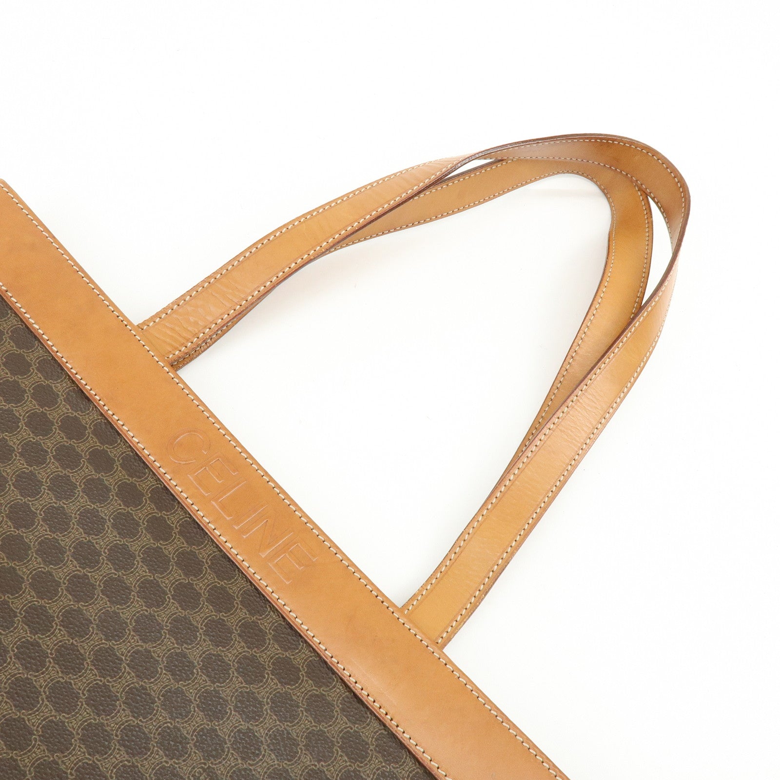 CELINE Macadam PVC Leather Tote Shoulder Bag Brown