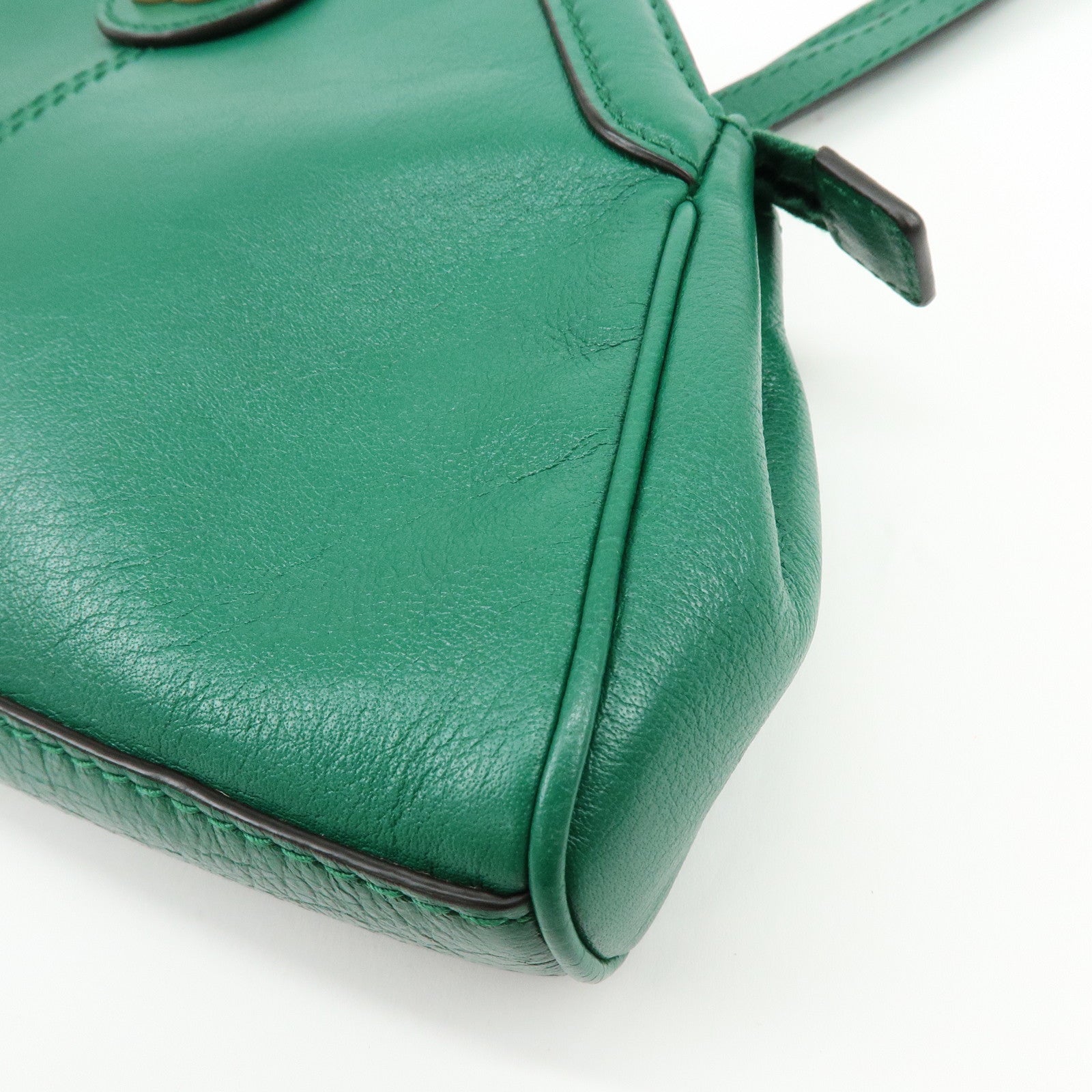 GUCCI Animalier Double G Small Cat Head Shoulder Bag Green 524620